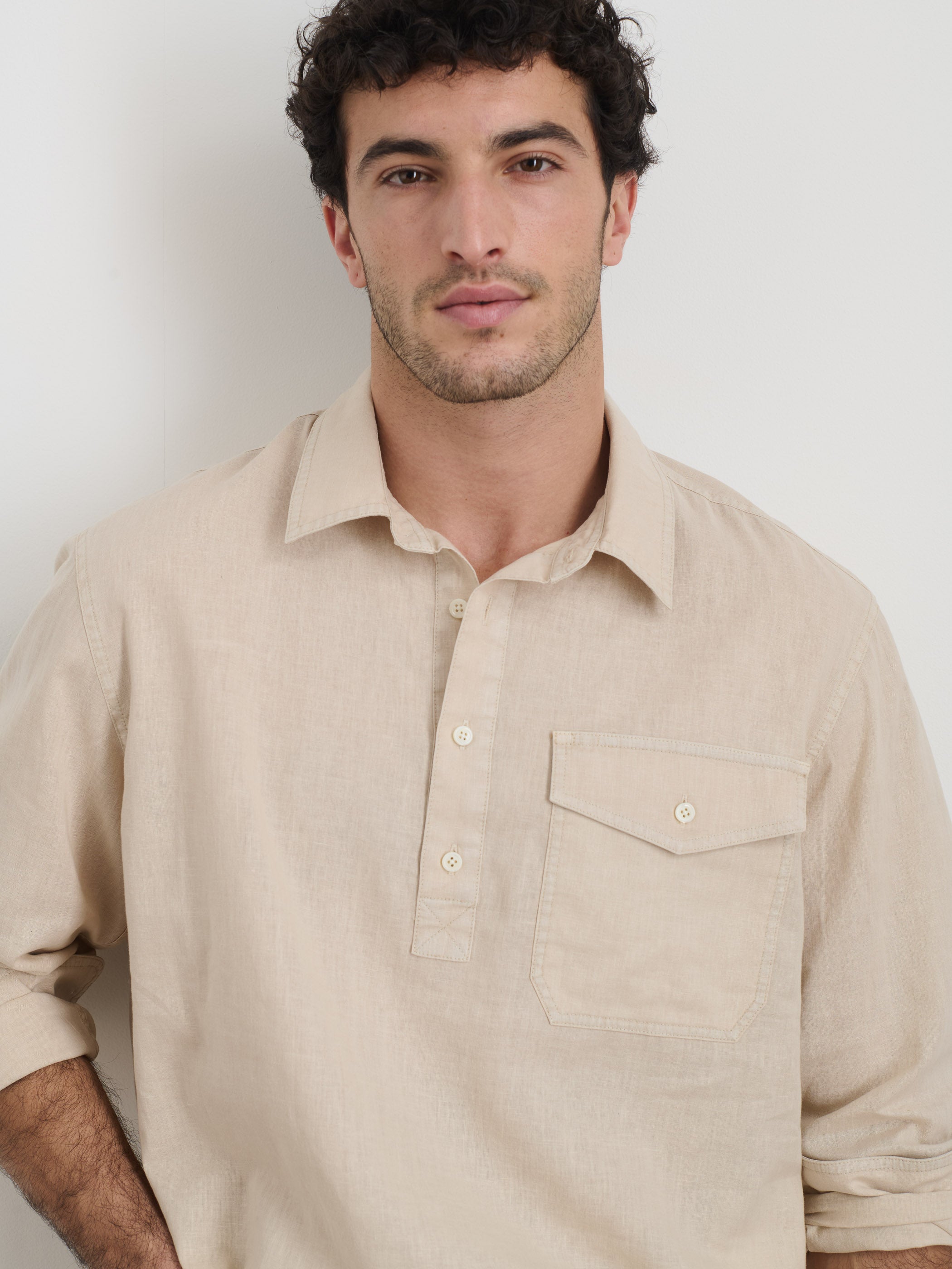 Carter Popover Shirt in Soft Cotton Linen Blend - Perfect for Casual Outings & Summer Vacations