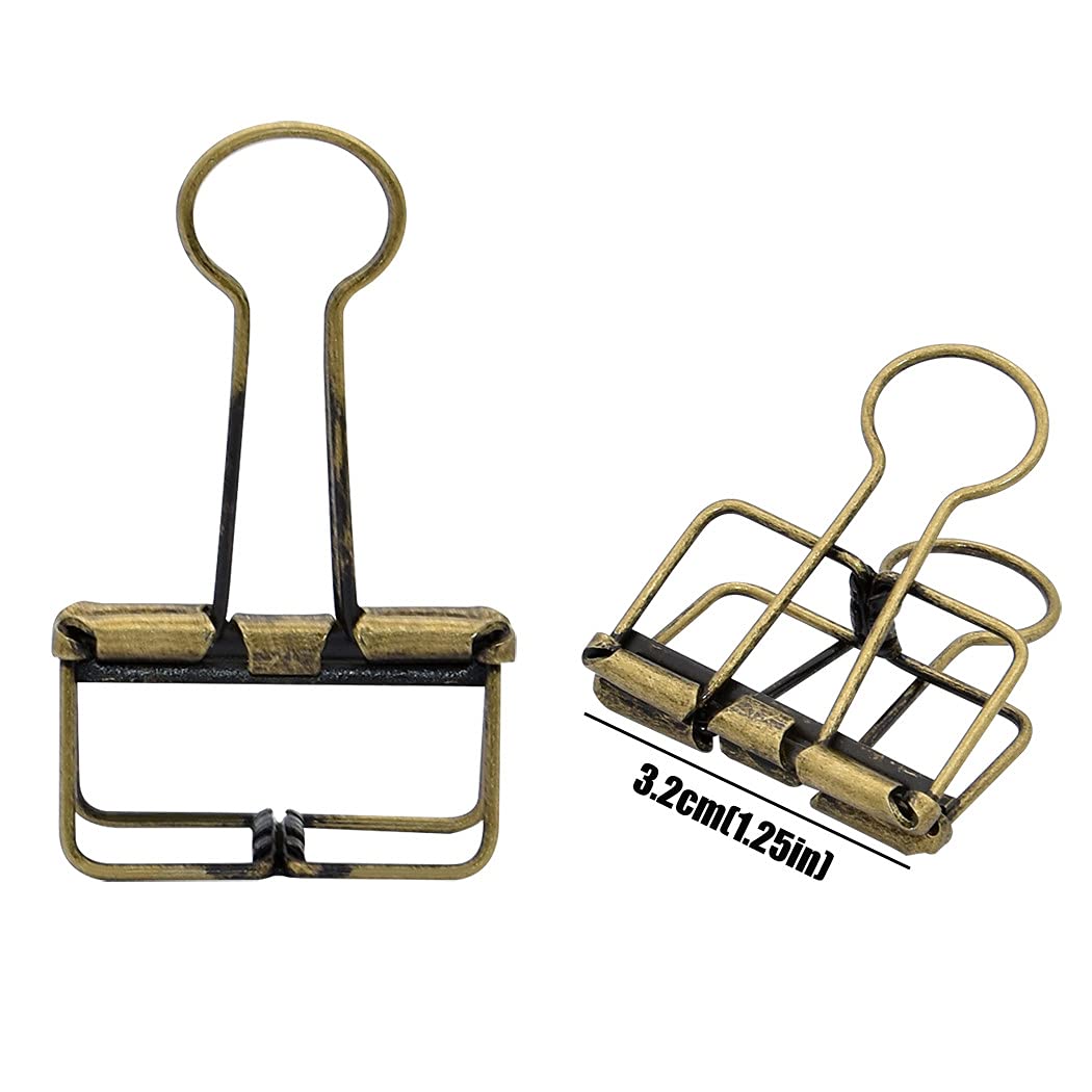 32mm Bronze Binder Clips for Office & School Supplies - Heavy Duty Paper Clamps for Documents, Files, and Organizing Papers