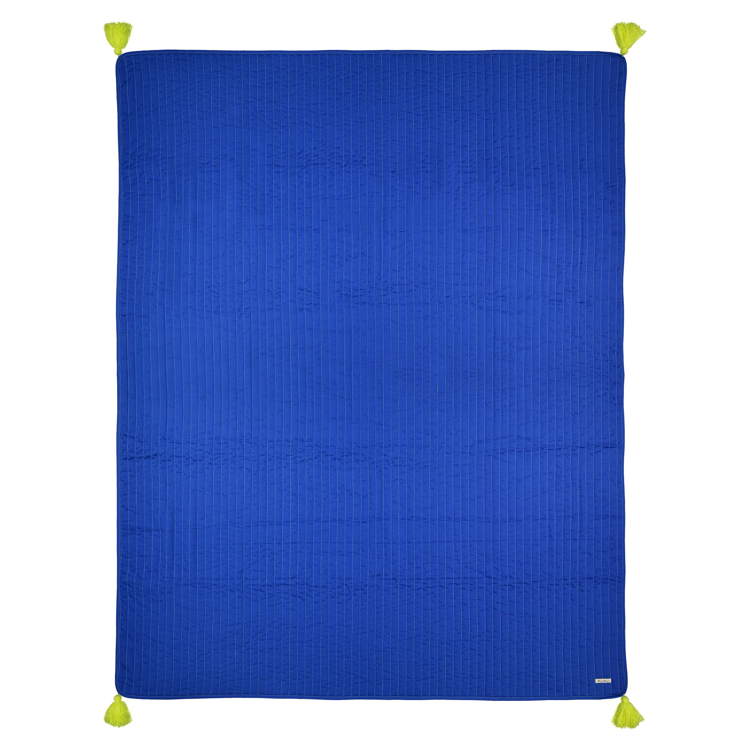 Meri Meri Blue Embroidered Cotton Baby Quilt - Soft Nursery Blanket for Boys & Girls - Perfect for Crib, Stroller, Swaddling and Gift Giving