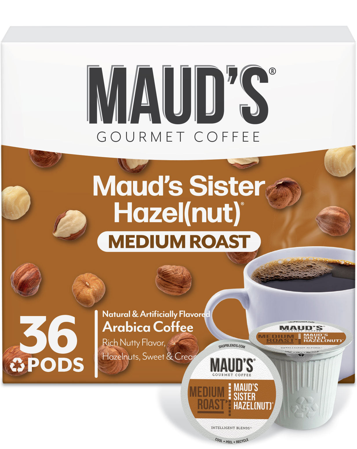 Maud's Sweet Hazelnut Coffee Pods - 100% Arabica K-Cup Compatible Pods for Keurig Brewers | Perfect for Morning Boost & Office Coffee Break