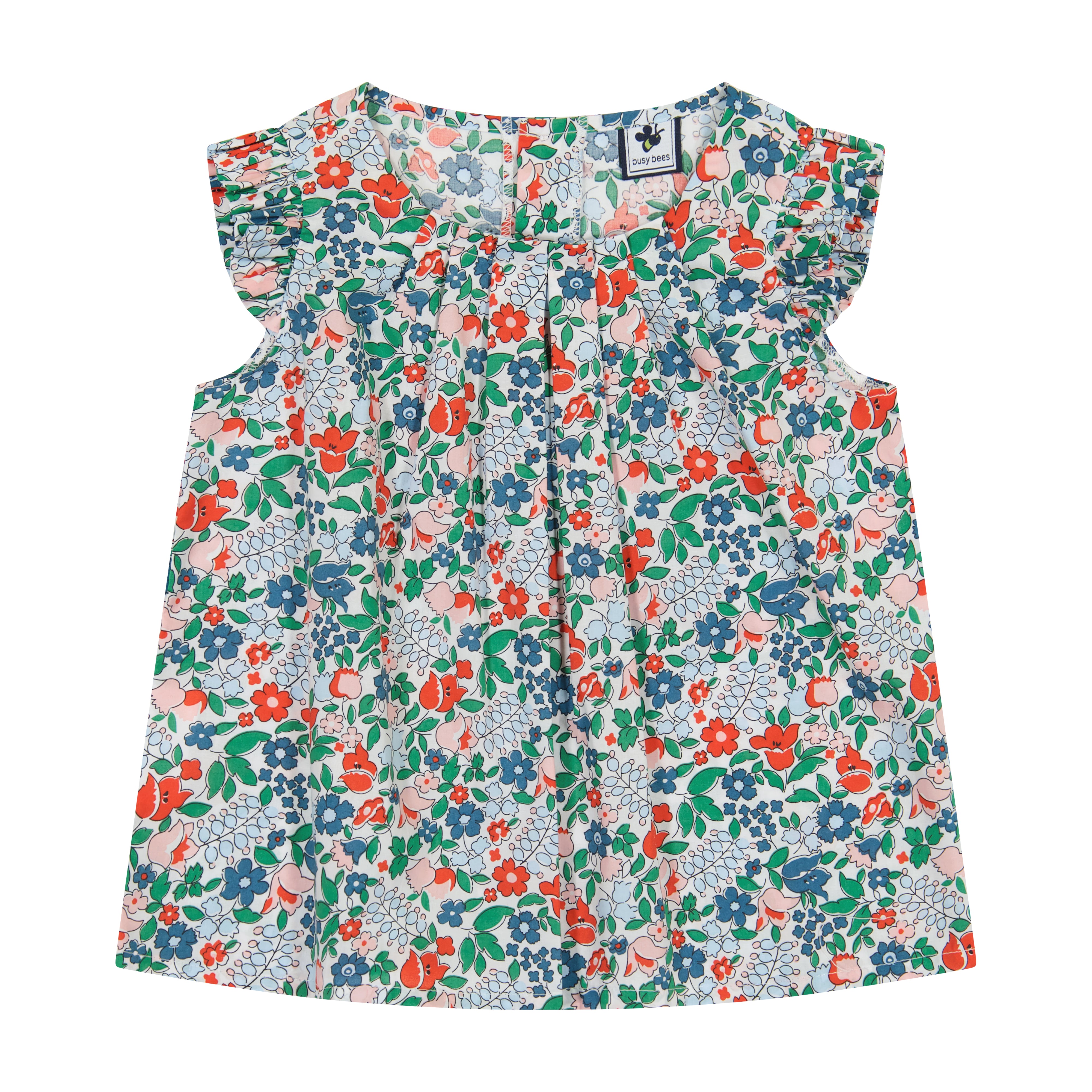 Dede Women's Flutter Sleeve Blouse - Green Floral Print Summer Tops for Casual Outings & Beach Vacations