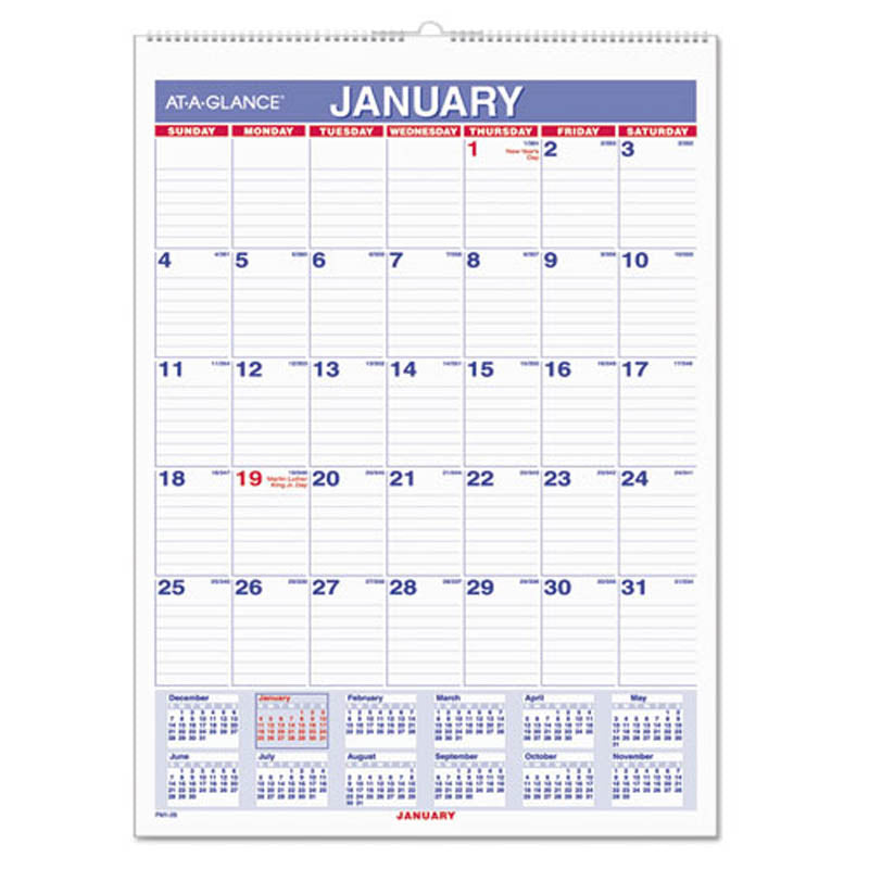 2026 Monthly Wall Calendar with Ruled Daily Blocks - White - Perfect for Home, Office & School Organization & Planning