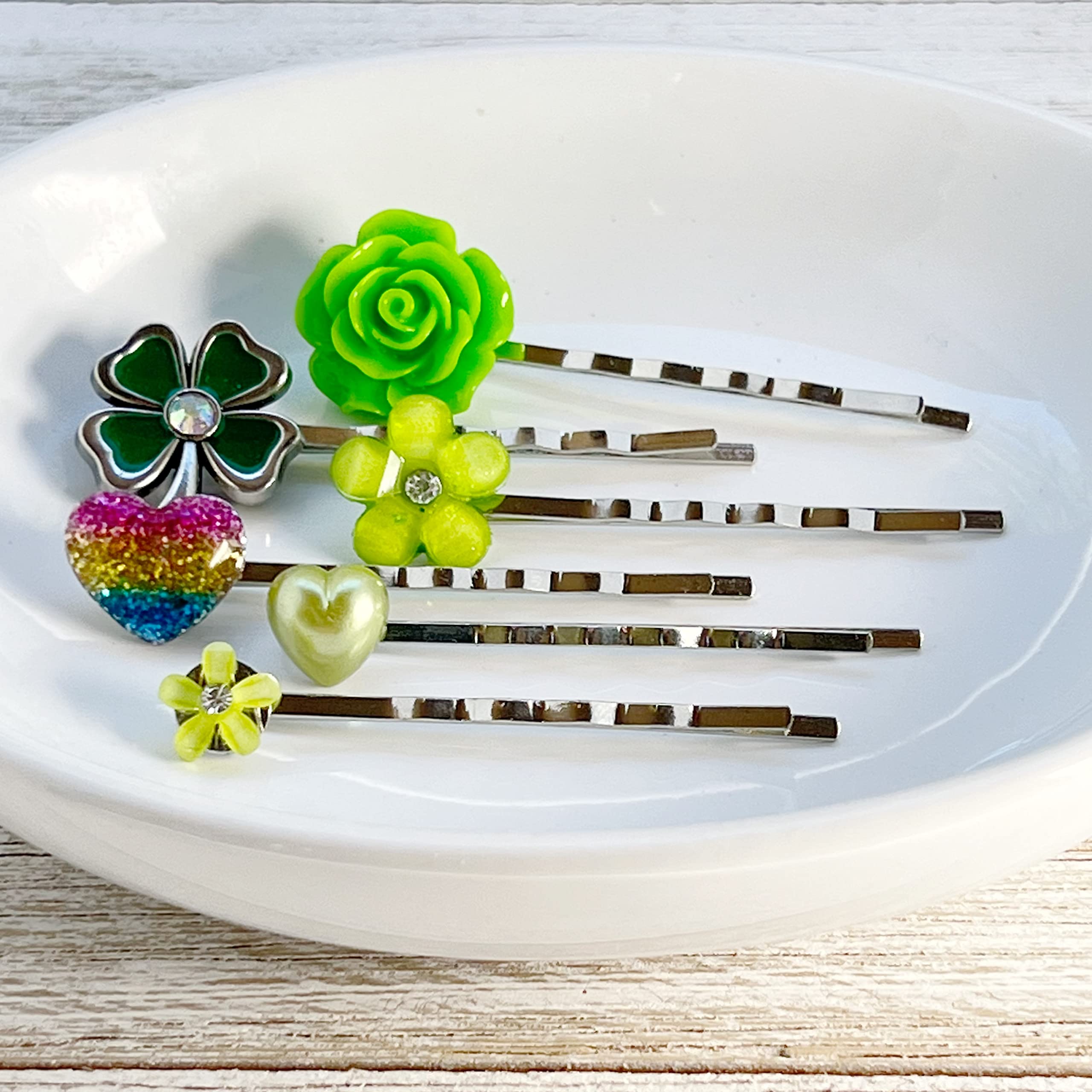 St. Patrick's Day Hair Accessories for Women - Shamrock Clover Hair Pin, Rainbow Hair Clip & Green Flower Hair Piece - Perfect for Irish Festivals, Parades & Themed Parties