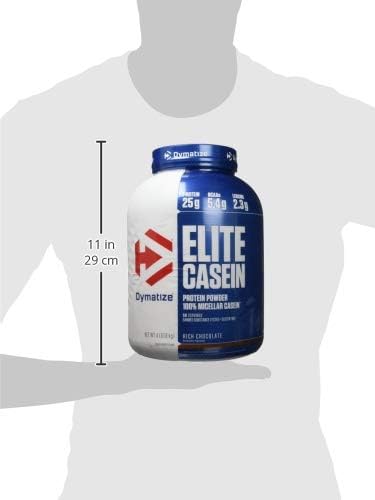 Dymatize Elite Casein Protein Powder - 25g Slow Digesting Protein with BCAAs & Leucine for Muscle Growth, Overnight Recovery & Post-Workout - Rich Chocolate Flavor, 4lb (1.81kg) - Perfect for Nighttime Use, Muscle Repair & Fitness Enthusiasts