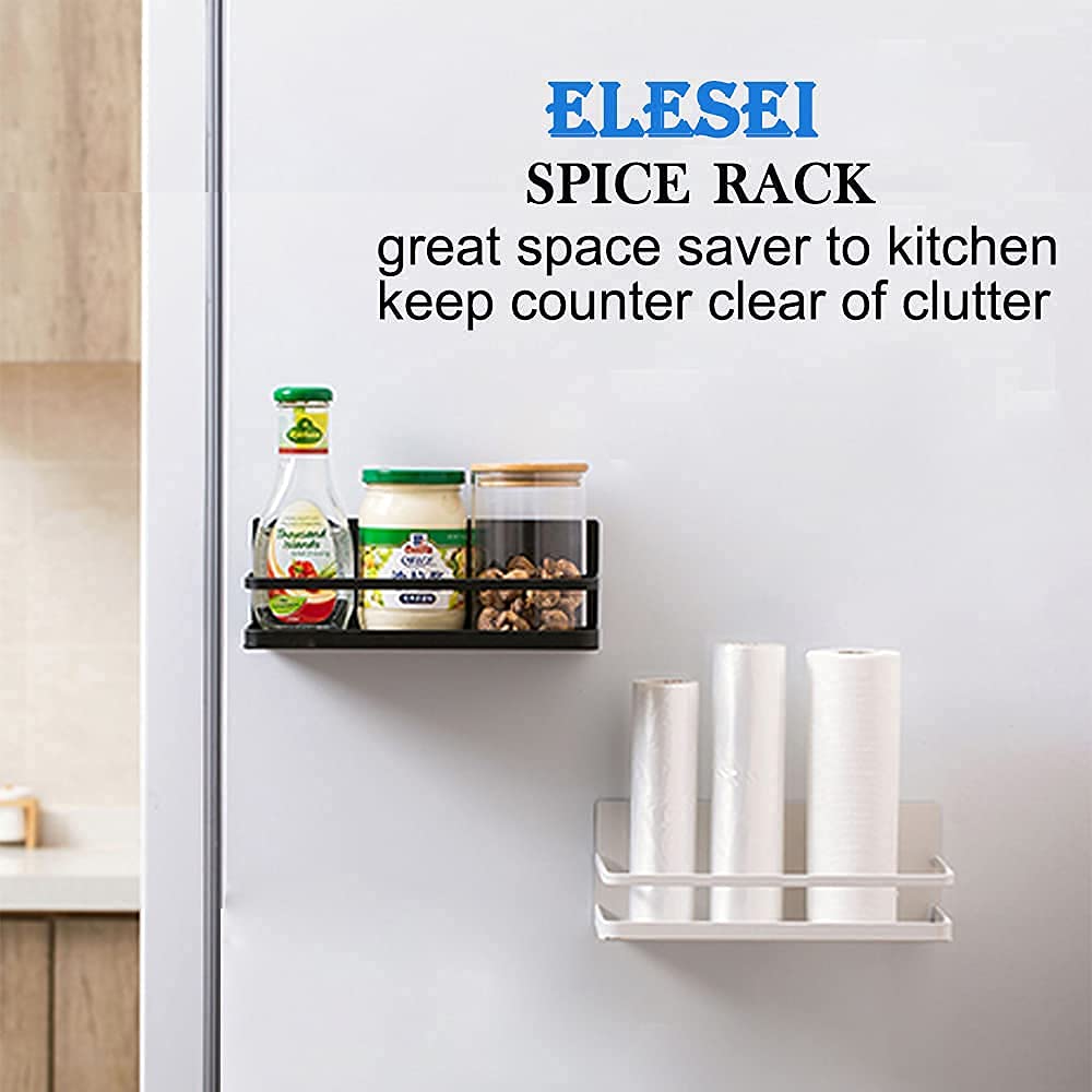 2-Pack Magnetic Spice Rack for Refrigerator - White Space-Saving Kitchen Organizer | Perfect for Spices, Condiments & Small Items in Apartments, Dorms & RVs