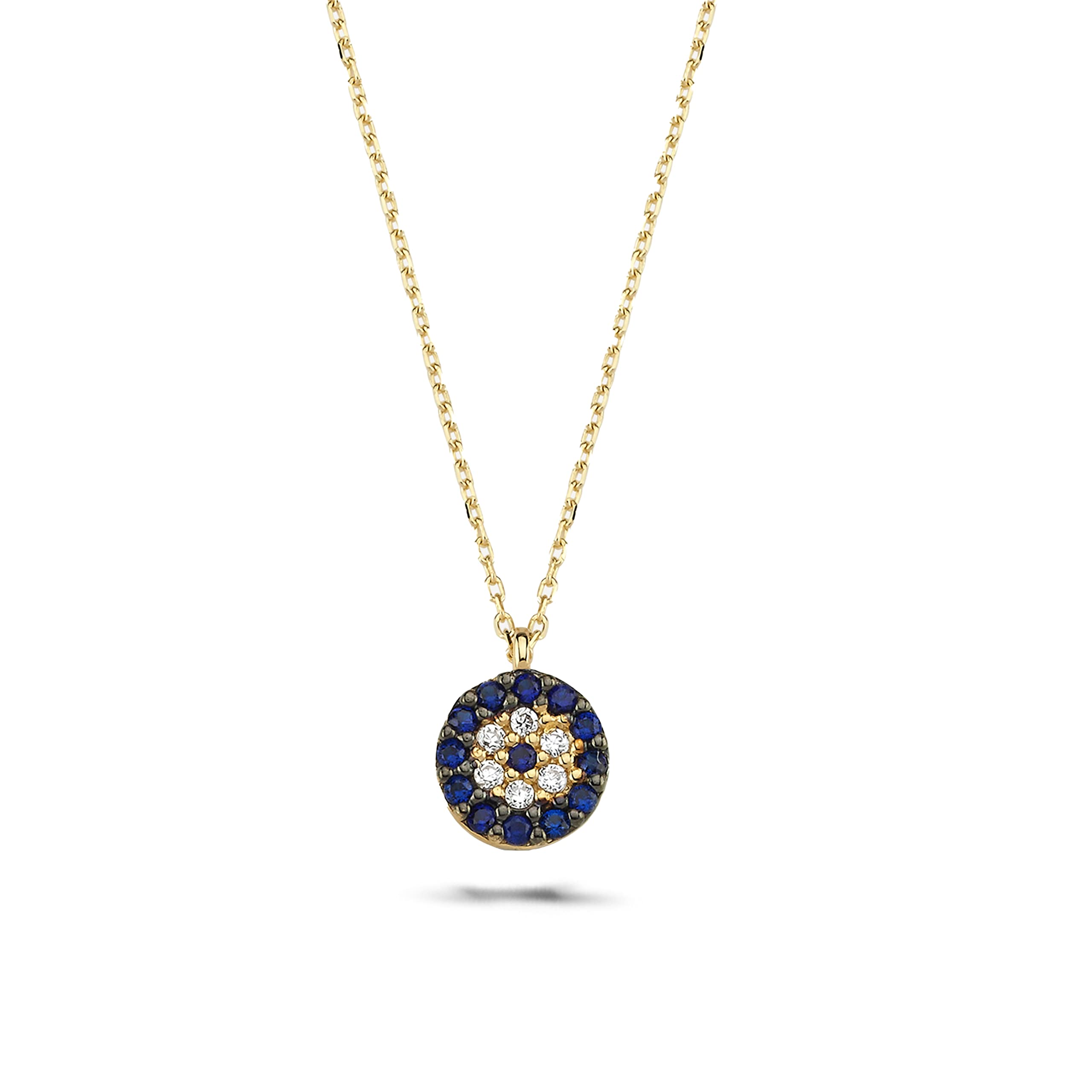 14k Solid Gold Evil Eye Necklace for Women - Real Gold Protection Pendant with Chain - Blue & Yellow Evil Eye Jewelry - Birthday Gifts for Girls, Kids - Perfect for Everyday Wear, Spiritual Protection & Special Occasions