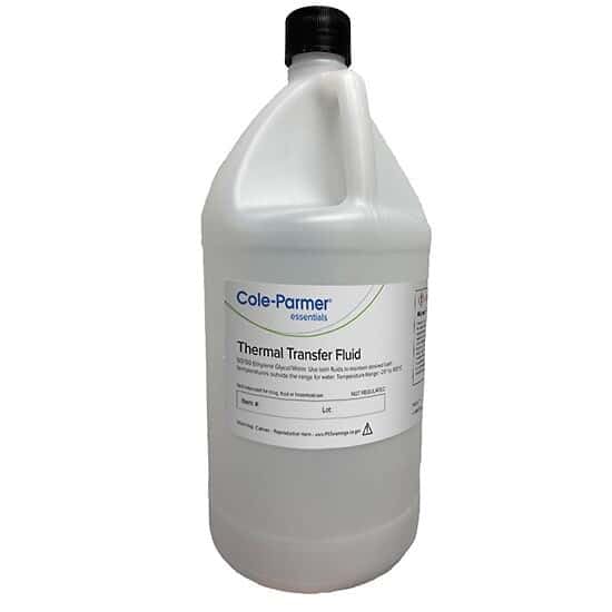 Cole-Parmer Bath Thermal Transfer Fluid - 50:50 Ethylene Glycol/DI Water Blend, 4L Poly Bottle - Ideal for Laboratory Heating & Cooling Systems, HVAC Maintenance, and Industrial Temperature Control Applications