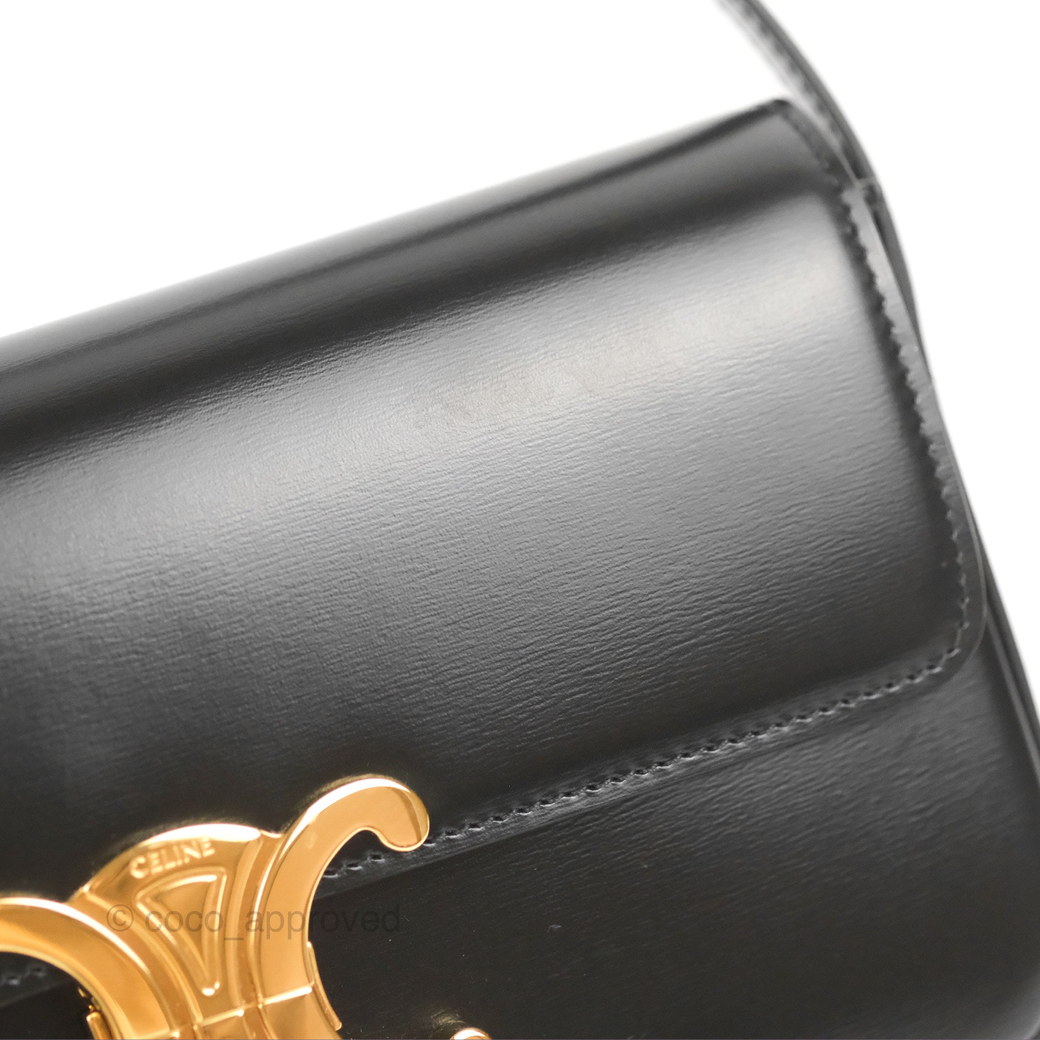 Celine Triomphe Shoulder Bag in Black Calfskin Leather - Luxury Crossbody Purse for Women, Perfect for Work, Travel & Evening Out