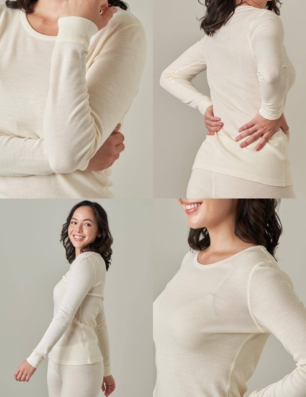 LAPASA Women's 100% Merino Wool Thermal Underwear - Midweight Long Sleeve Base Layer Top for Winter, Crew Neck, Size L48 | Perfect for Skiing, Hiking & Cold Weather Activities