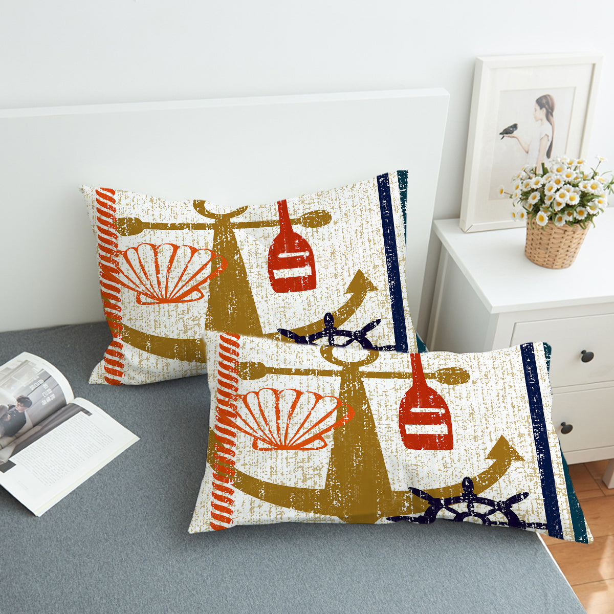 Beachy Anchor Comforter Set - Nautical Themed Bedding for Coastal & Beach House Decor - Perfect for Guest Rooms, Vacation Homes & Seaside Retreats