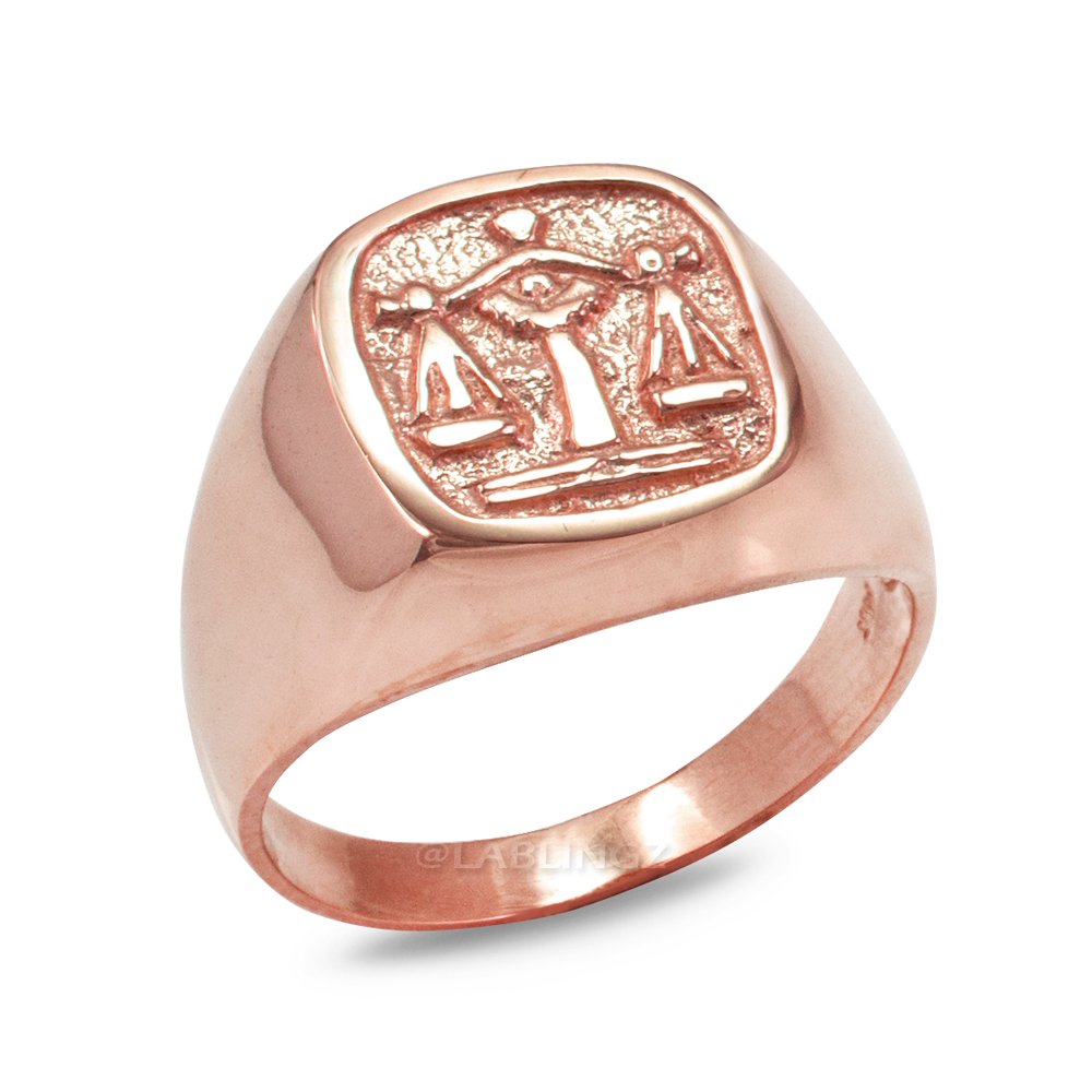 10K Rose Gold Libra Zodiac Ring for Men - Perfect Gift for Astrology Lovers & Birthday Present for Libra Men