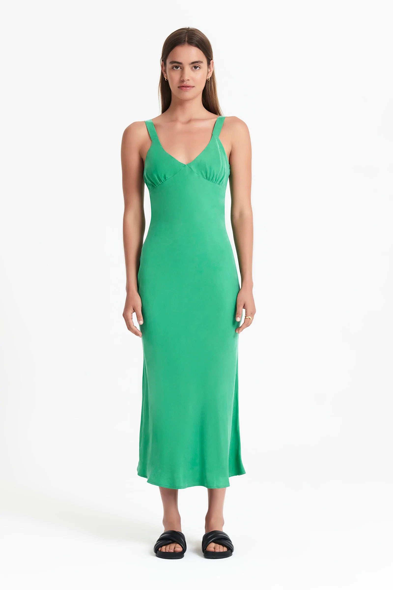 Arianne Cupro Slip Dress in Jade Green - Elegant Satin Nightgown for Women, Perfect for Wedding, Party & Special Occasions