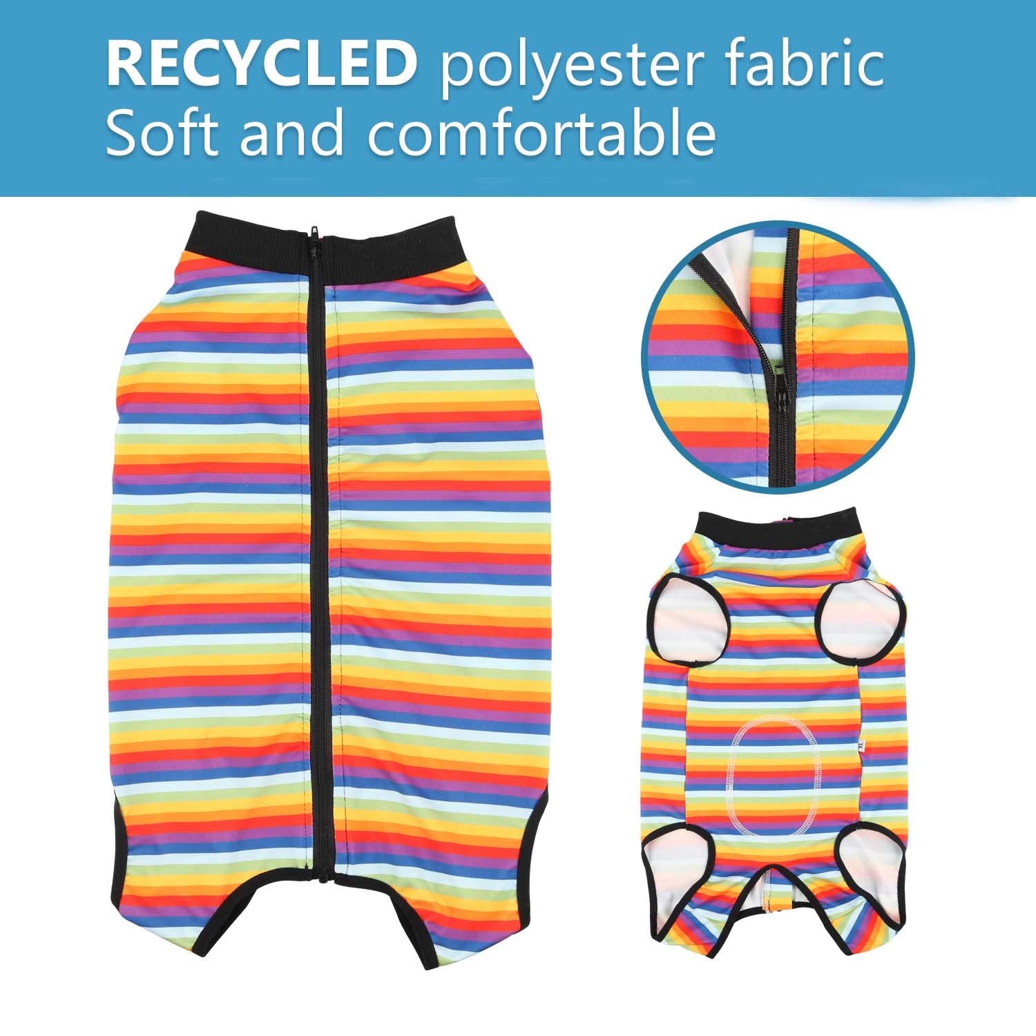 Dog Surgery Recovery Suit for Spay/Neuter - Post-Op Protective Onesie for Female & Male Dogs - Rainbow Stripe Design - Small Size - Ideal for Wound Protection & Comfort After Vet Procedures