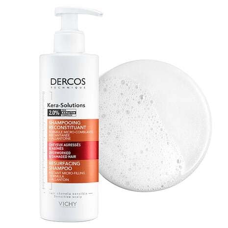 Vichy Dercos Kera-Solutions Resurfacing Shampoo for Damaged Hair - 250ml Sulfate-Free Hair Repair Treatment - Perfect for Dry, Frizzy & Color-Treated Hair at Home or Salon Use
