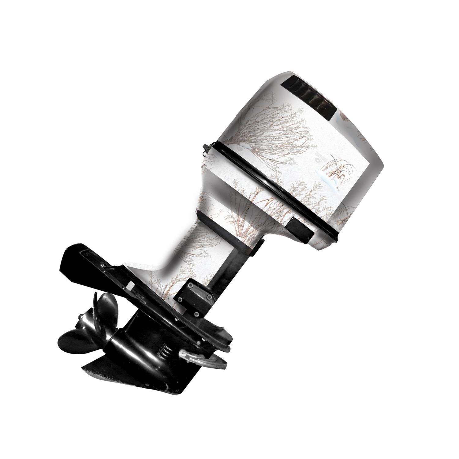 Mossy Oak Winter Brush Camo Vinyl Boat Motor Wrap Kit - Easy to Install Matte Finish for Outboards 20 HP or Less - Perfect for Duck Hunting & Winter Fishing Camouflage