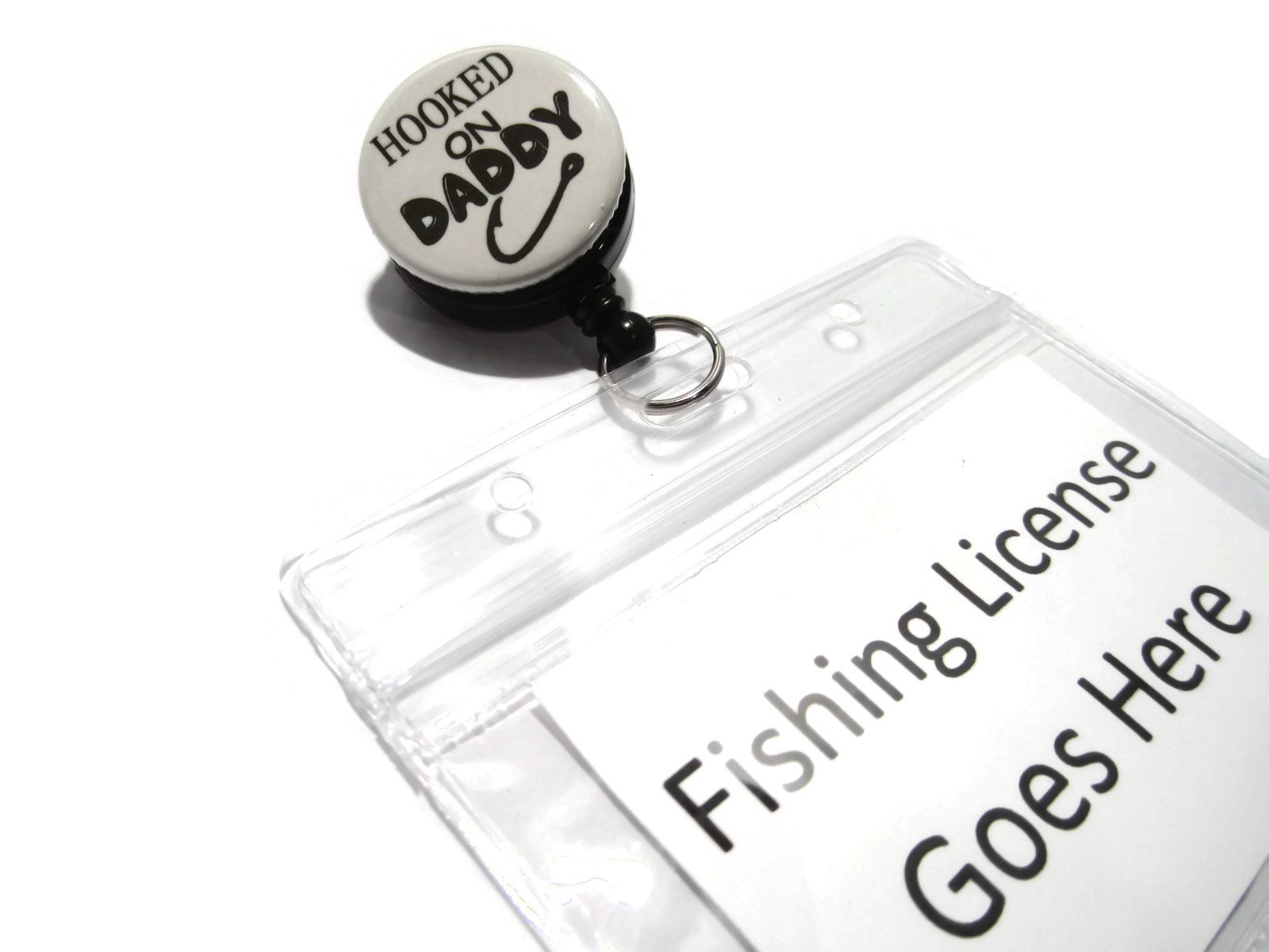 Waterproof Fishing License Holder for Dad - Hooked On Daddy ID Pouch (Gray 206) - Perfect for Outdoor Fishing, Boating & Father's Day Gifts