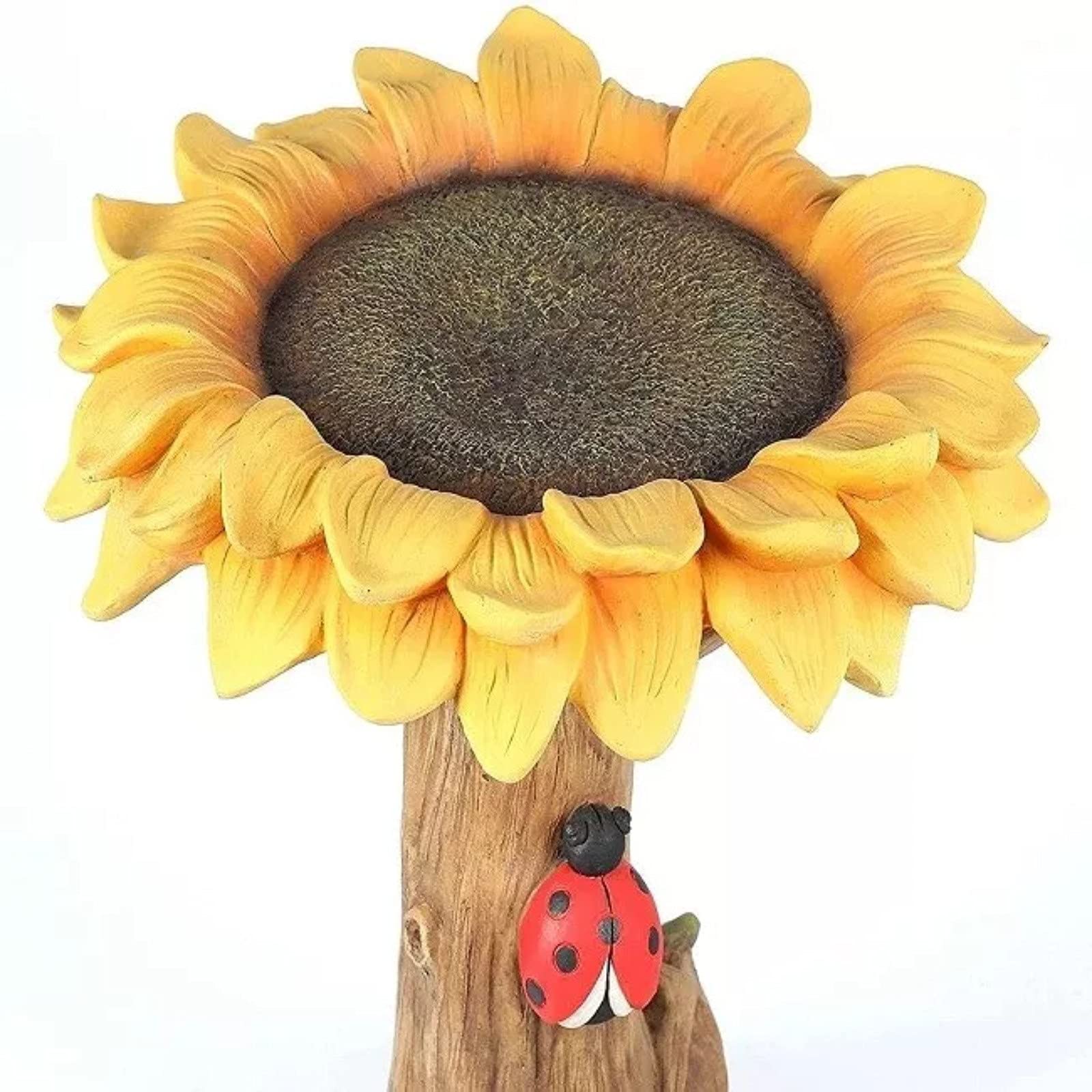 Sunflower Bird Bath for Outdoor Decor - Handmade Polyresin Pedestal Bird Feeder for Garden, Backyard & Home | Perfect Gift for Bird Lovers & Garden Decor