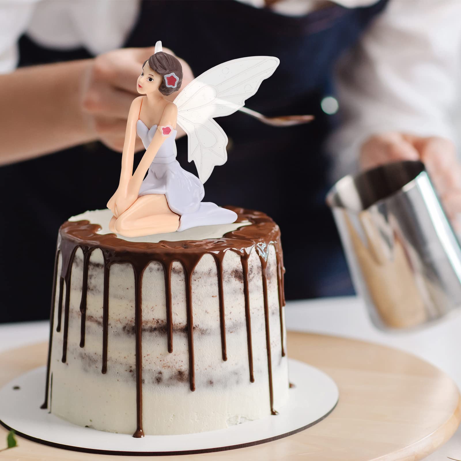3PCS Fairy Figurines Angel Cake Toppers - Princess Cake Decorations for Girls Birthday, Wedding, Baby Shower & Party Cakes - Perfect for Fairy Tale Themed Celebrations and Dessert Displays