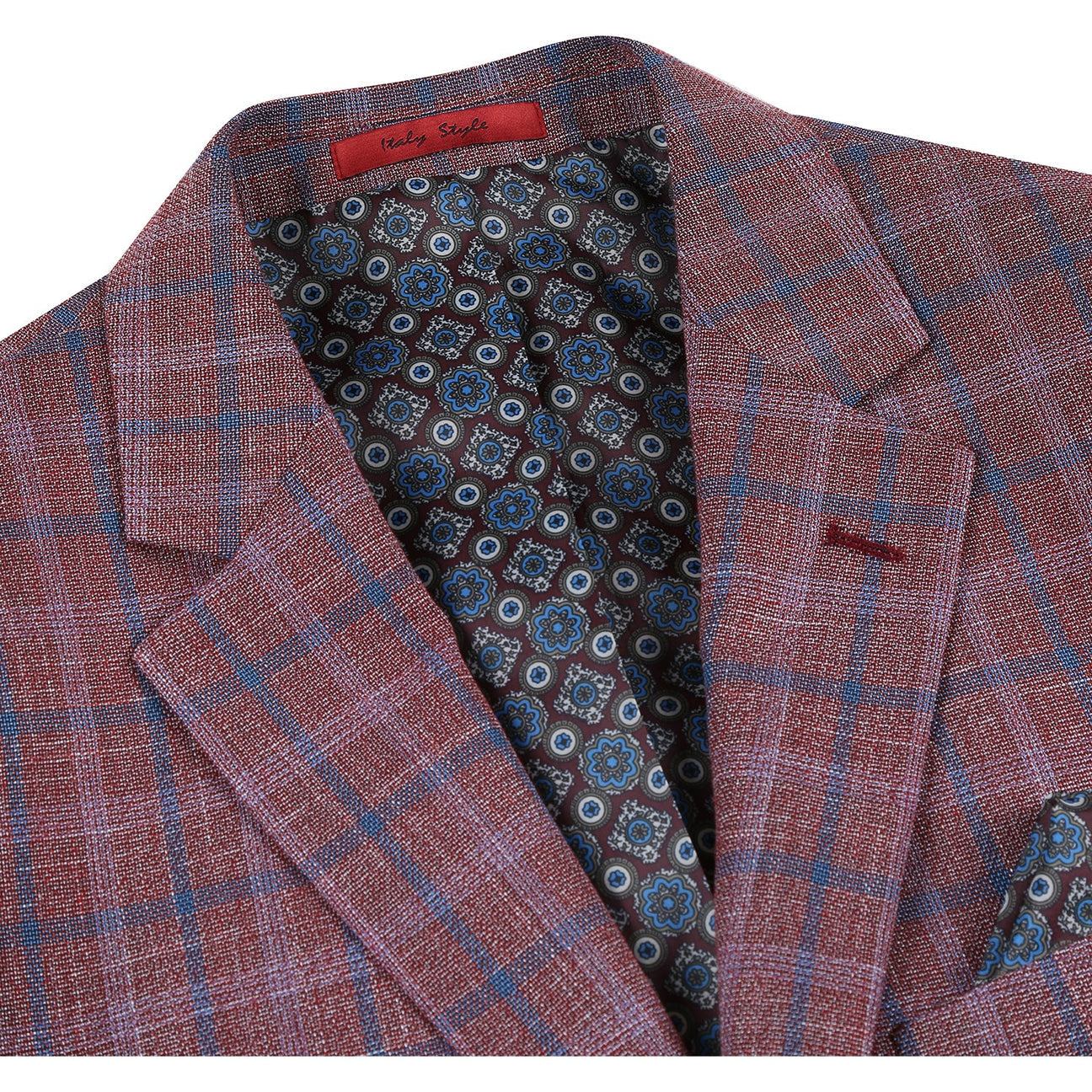 Alessandro Vitello by Renoir Burgundy Check Blazer - Classic Fit with Notch Lapels | Perfect for Business Meetings, Weddings & Formal Events