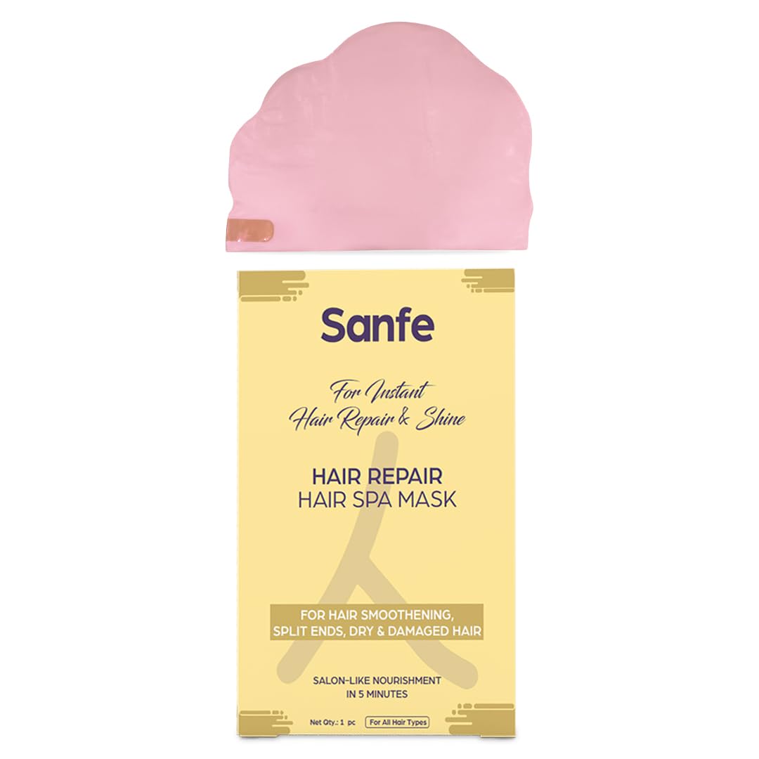 Sanfe Hair Repair Spa Mask - Instant Hair Treatment for Dry, Damaged Hair & Split Ends | Deep Conditioning Mask with Shine & Smoothing Benefits | 5-Minute Salon-Quality Nourishment (1 Piece) - Perfect for Post-Wash Care, Travel & Quick Hair Revival