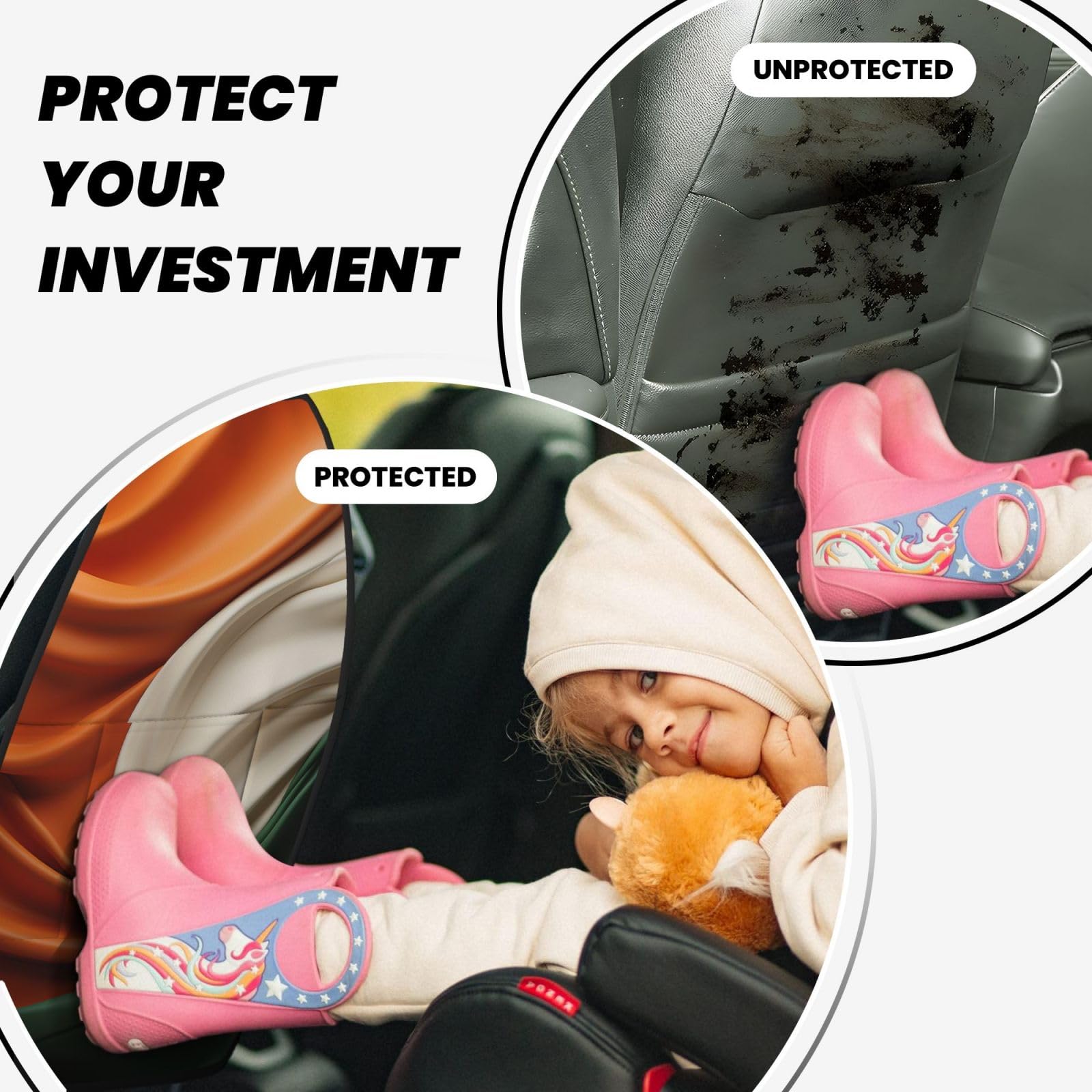 VTCTOASY Kick Mat Back Seat Protector for Car - 2 Pack Extra Large Waterproof Seat Cover with 3 Storage Pockets | Universal Fit for Trucks, SUVs, Sedans | Irish Flag Design | Perfect for Road Trips, Family Travel & Pet Protection