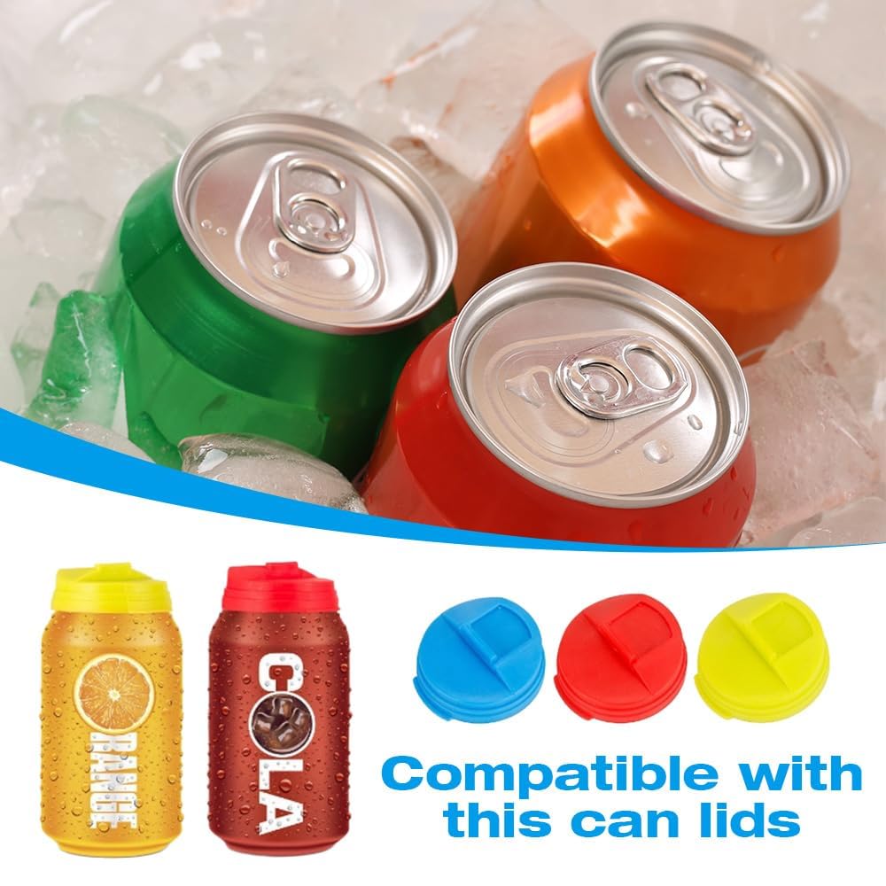 Reusable Soda Can Covers & Lids - 6pcs Round Protectors for Soda, Cola & Beer Cans (2.4 Inch) - Perfect for Parties, BBQs, Outdoor Events & Keeping Drinks Fresh