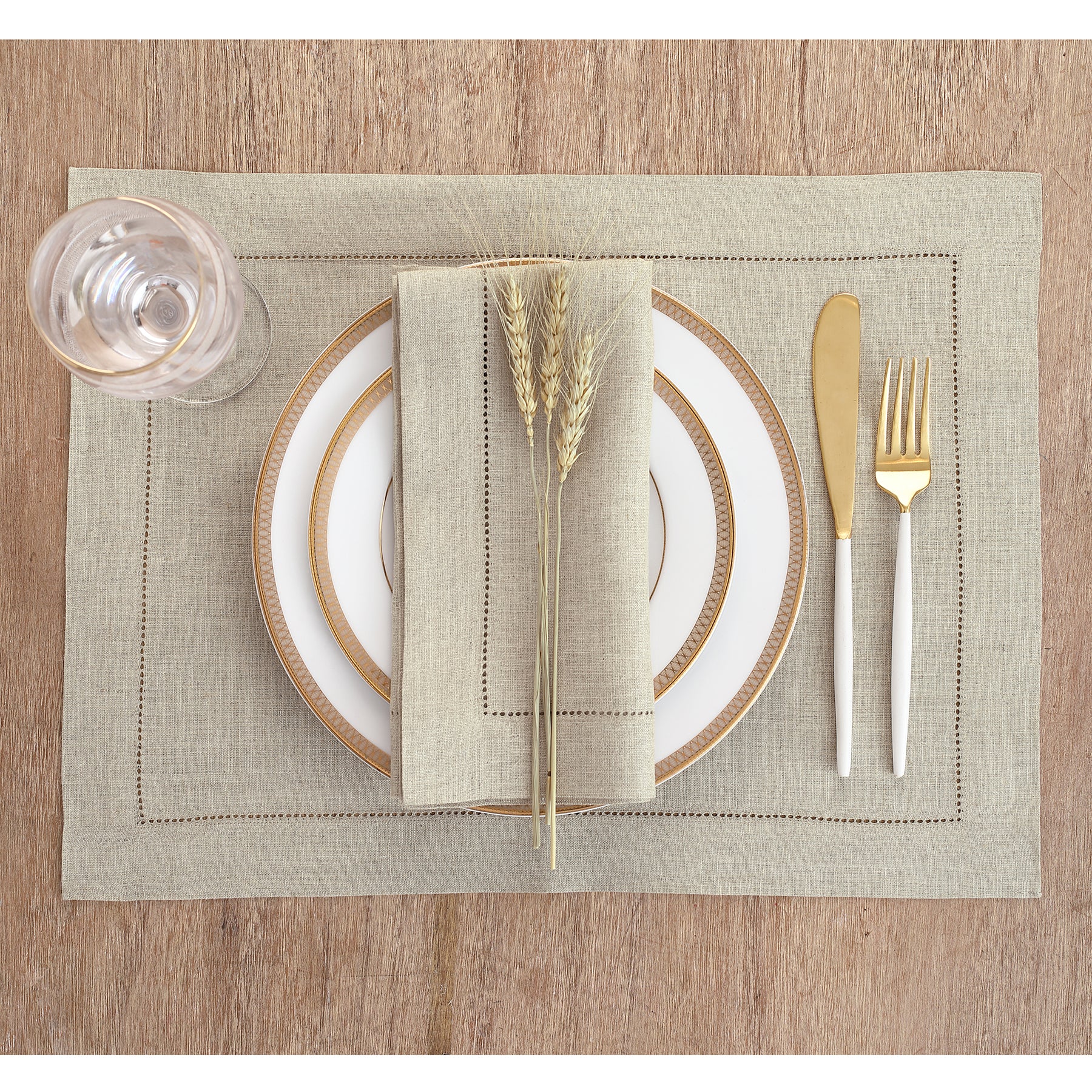 Elegant Classic Hemstitch Placemats Set of 4 - Premium Linen Table Mats for Dining Room Decor - Perfect for Thanksgiving, Christmas Dinner & Formal Entertaining
