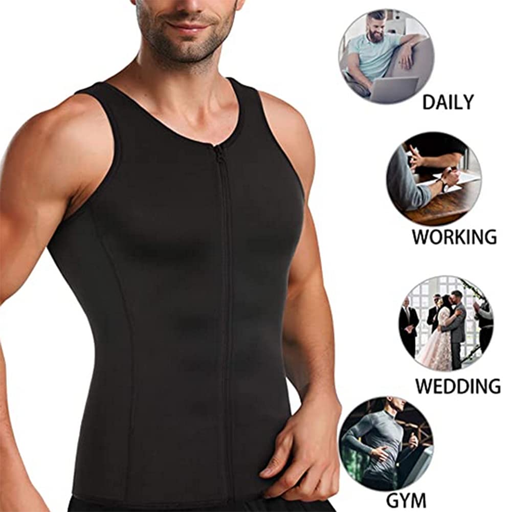 Men's Waist Trainer Vest for Weight Loss - Hot Neoprene Corset Compression Body Shaper, Sweat Slimming Sauna Tank Top Shirt (Sizes XS-3XL) - Perfect for Gym, Workout & Postpartum Recovery