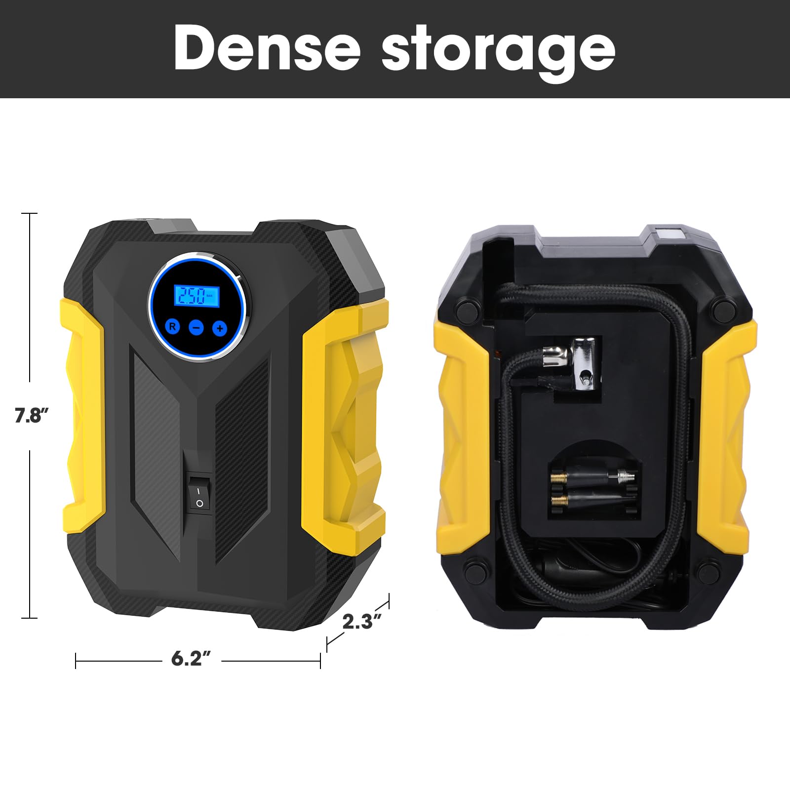 12V Digital Portable Air Compressor for Car Tires - Fast Auto Tire Inflator Pump with LED Light & Pressure Gauge | Emergency Roadside Assistance, Home Garage & Camping Use