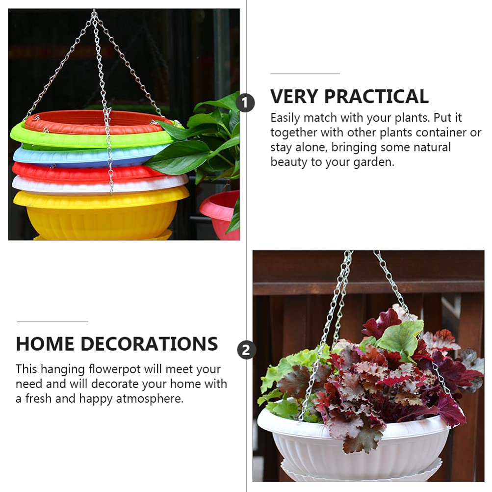 2-Pack Cabilock Hanging Flower Pots with Trays - Wall Mounted Planters for Indoor & Outdoor Decor, Balcony, Garden, and Patio Hanging Planter Set