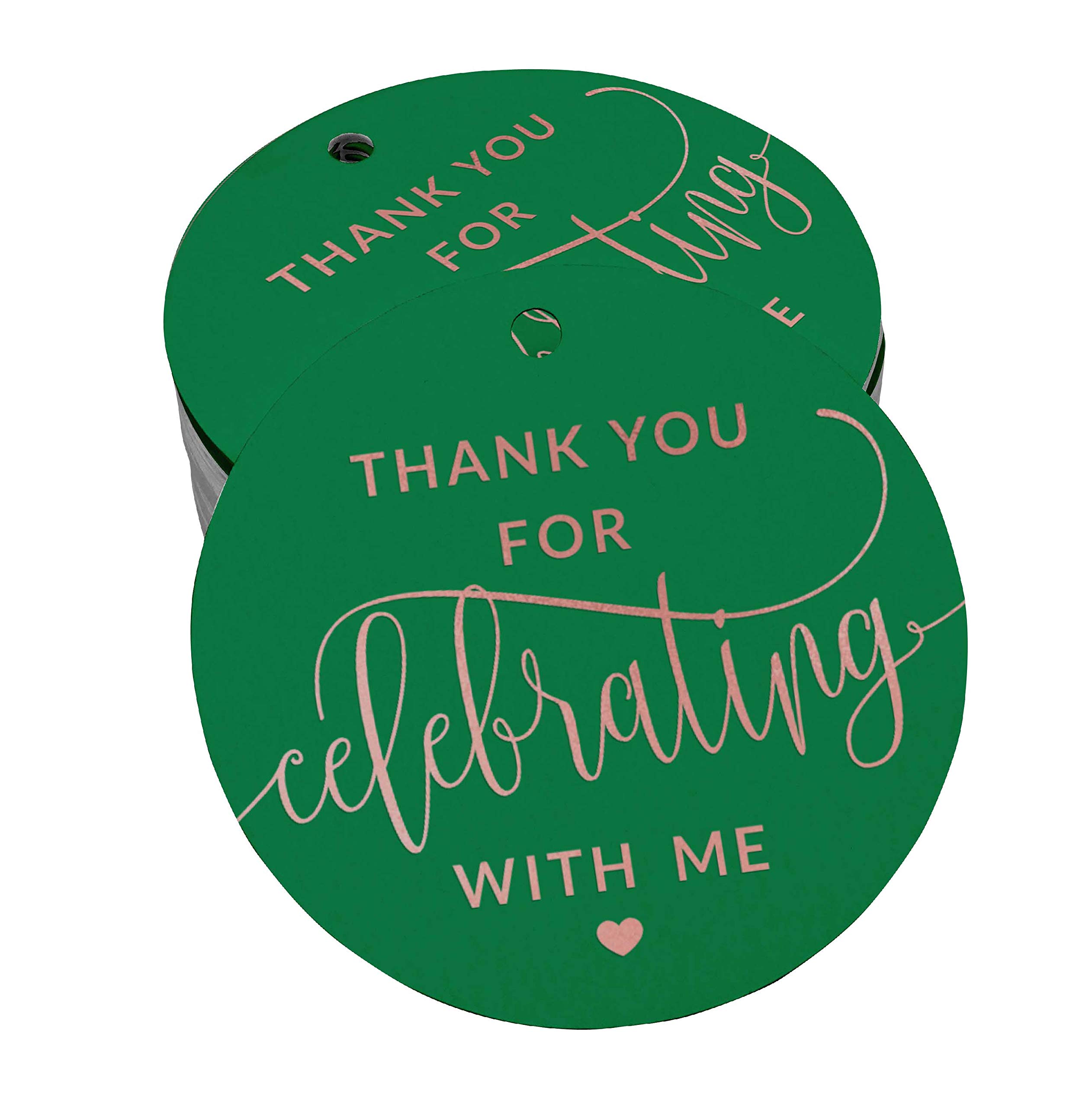 50pcs Rose Gold Foil Thank You Tags for Birthday Party Favors - Elegant Celebration Gift Tags for Wedding, Baby Shower & Special Events
