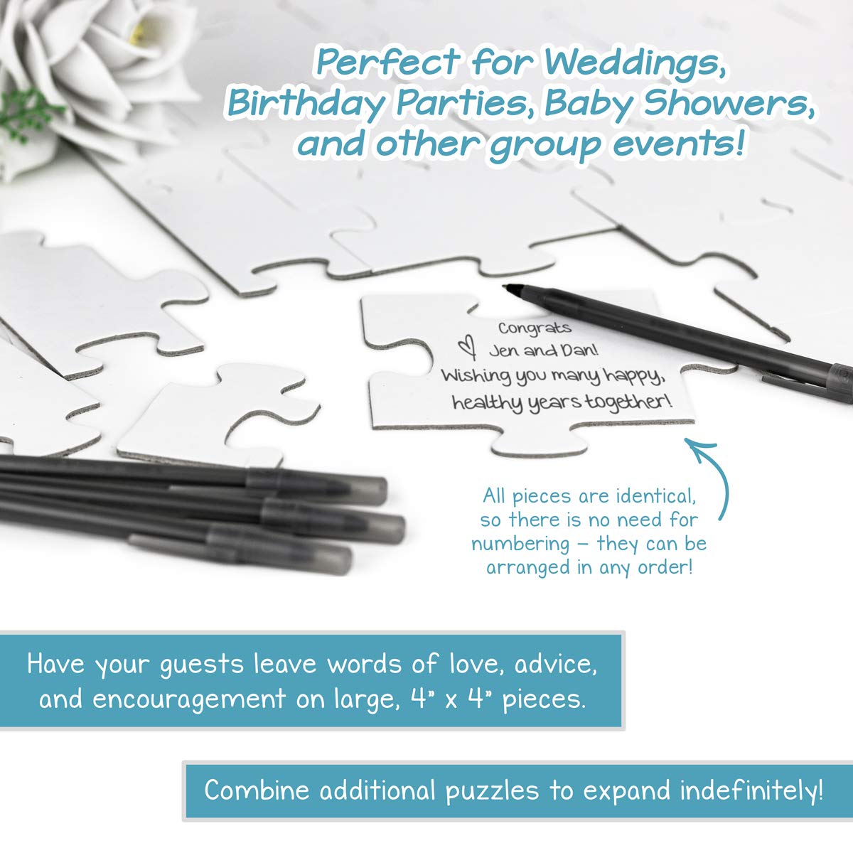 Hygloss Products Blank Community Puzzle - Create-A-Size - Fun Group Activity for Parties, Weddings, Classrooms & Offices - 84” x 44” Jigsaw Puzzle with 200 Pieces - Perfect for Team Building, Icebreakers & Social Events