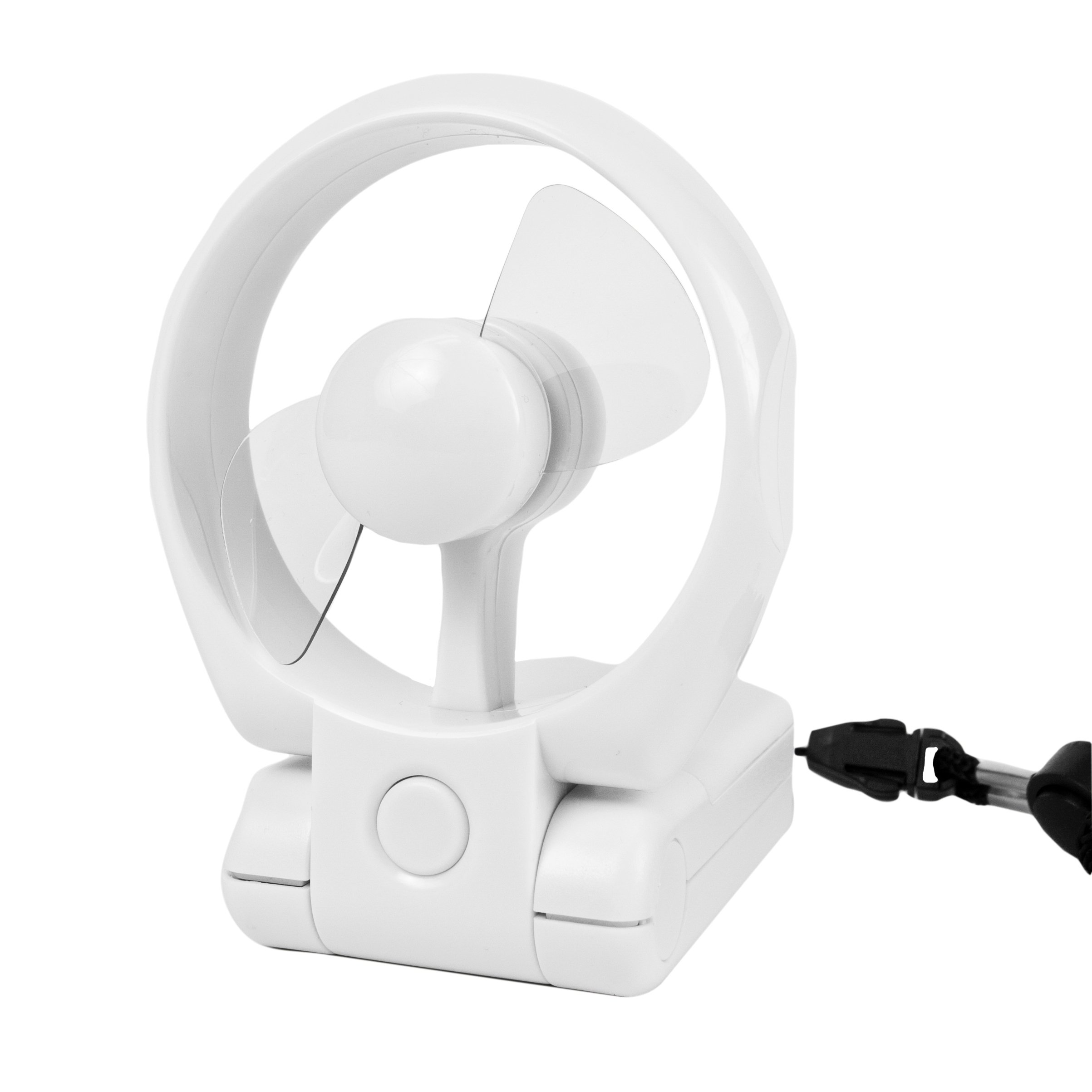 Travelon 3-Speed Personal Folding Fan - Portable Handheld Fan with USB Rechargeable Battery - Perfect for Travel, Office, and Outdoor Activities - White