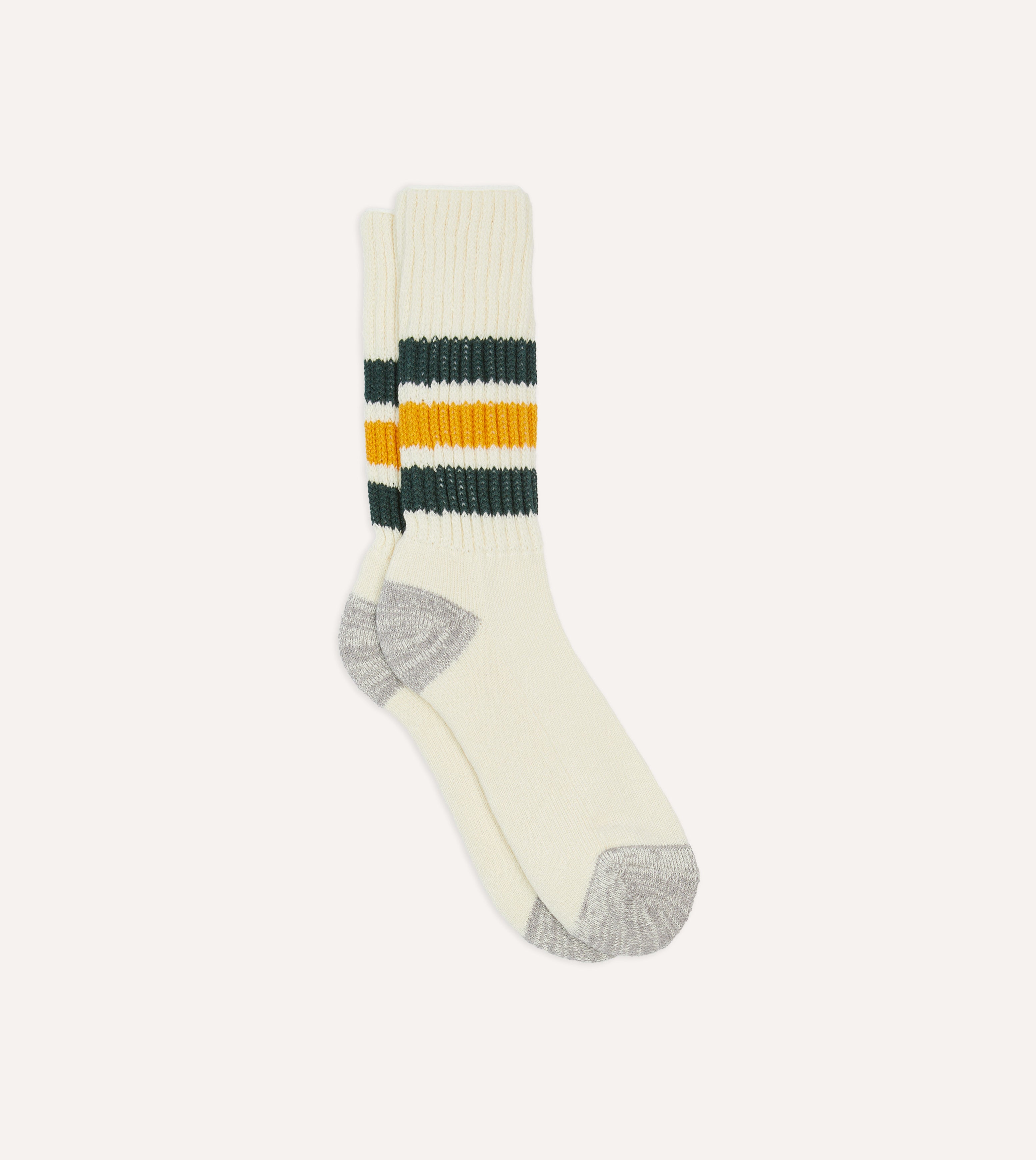 RoToTo Green and Yellow Cotton Crew Socks for Men & Women - Soft Breathable Everyday Socks for Running, Hiking, and Casual Wear