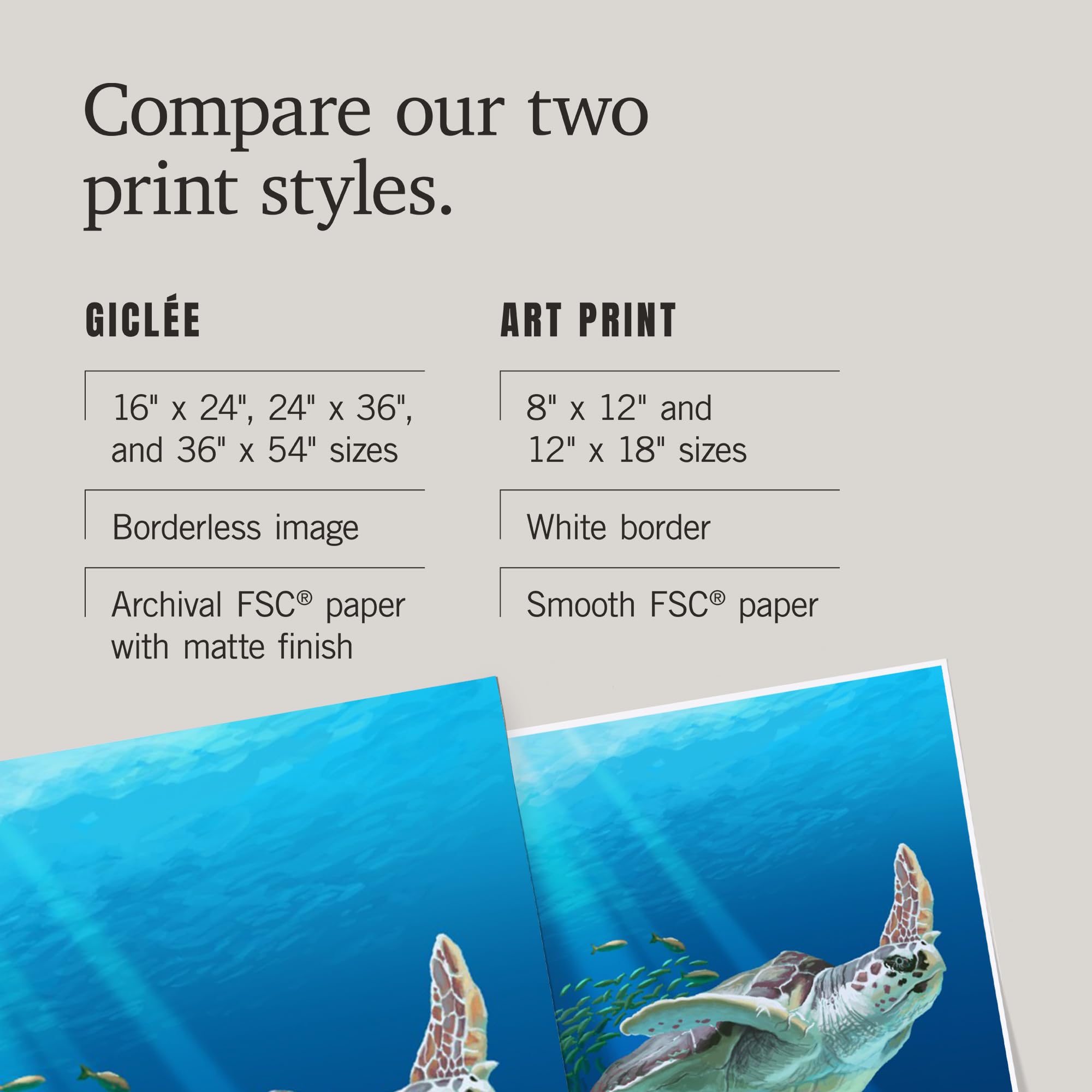 Lantern Press 16x24 Inch Giclee Art Print - Sea Turtles Swimming Wall Decor - Premium Canvas Wall Art for Living Room, Bedroom & Office