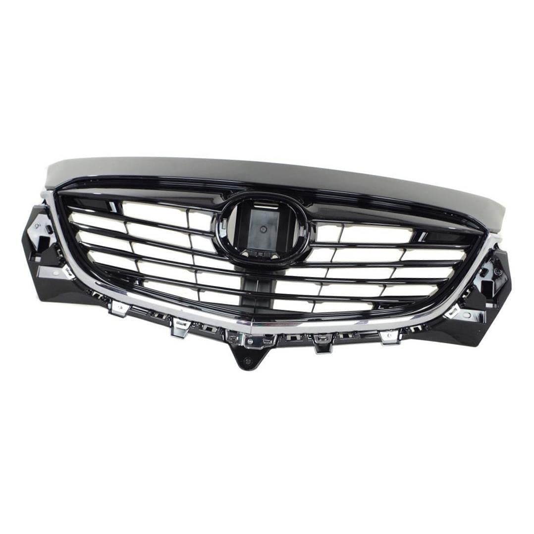 Replacement Front Grille Grill Assembly with Black Shell & Chrome Trim for 2013 Mazda CX-9 | Durable Auto Body Part for Off-Road & City Driving
