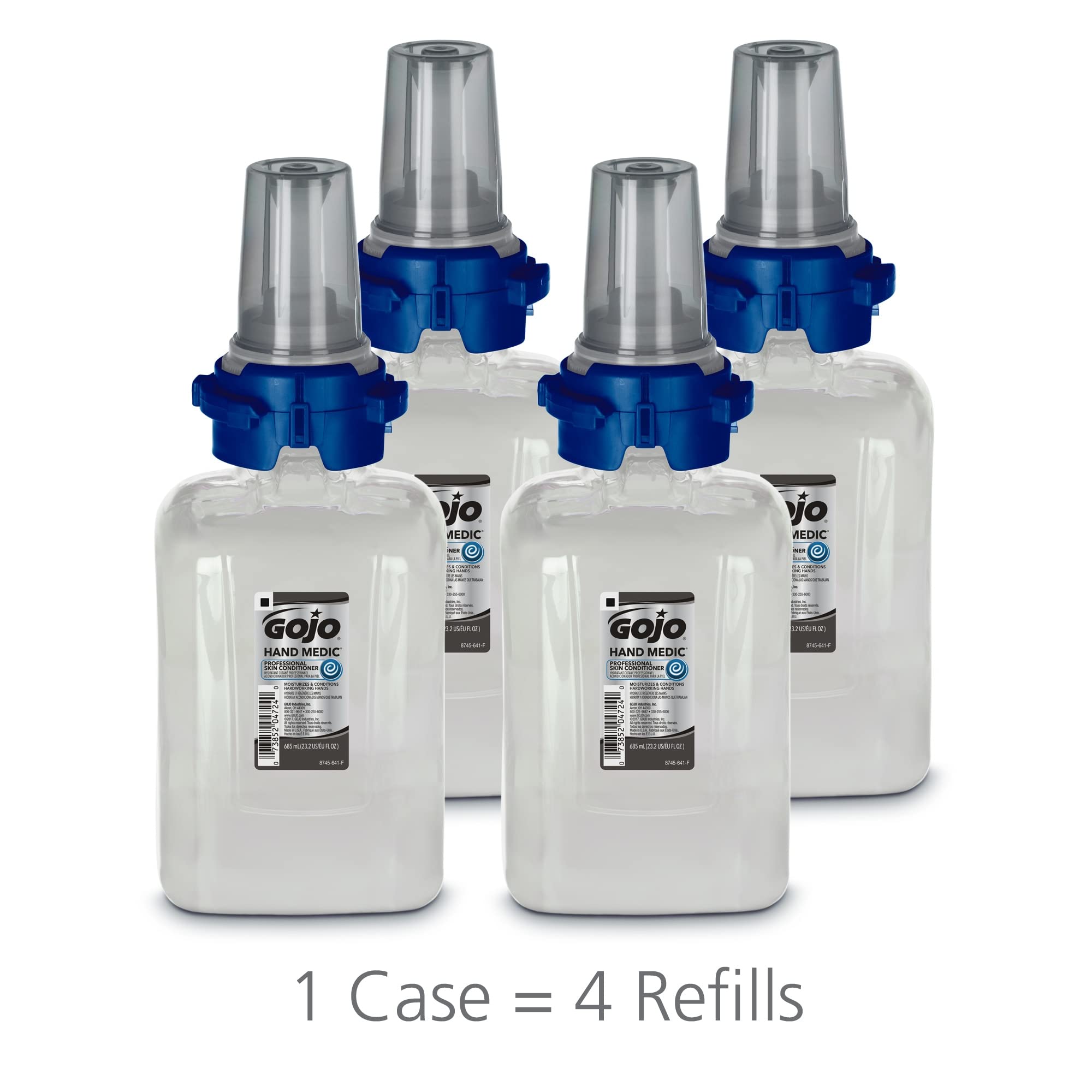 GOJO HAND MEDIC Professional Skin Conditioner Refill - Fragrance Free, 685 mL (Pack of 4) for ADX-7 Dispenser | Industrial Hand Care Solution for Dry, Cracked Skin | Ideal for Healthcare, Manufacturing & Food Service Workers