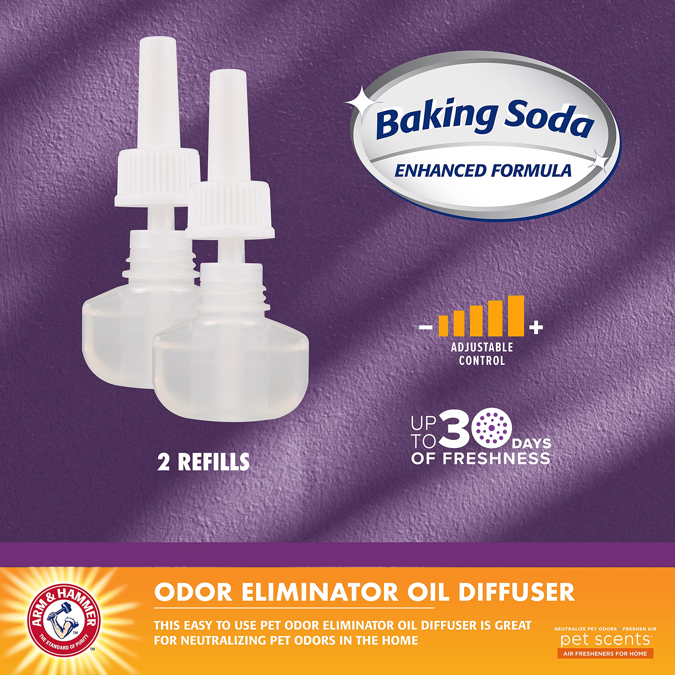 Arm & Hammer Pet Odor Eliminator Plug-In Refills - Lavender Scented Oil for Homes with Dogs & Cats | 0.67 Fl Oz x 60 Pack (30 Pairs) | Freshens Living Rooms, Bedrooms & Pet Areas | Long-Lasting Air Freshener for Pet Owners