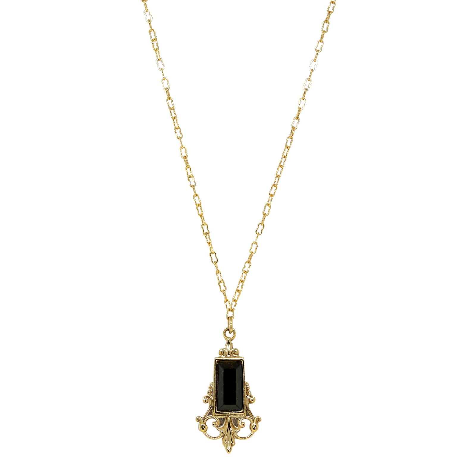 1928 Black Pendant Necklace for Women - 16 Inch Vintage Jewelry for Elegant Evening Wear & Special Occasions