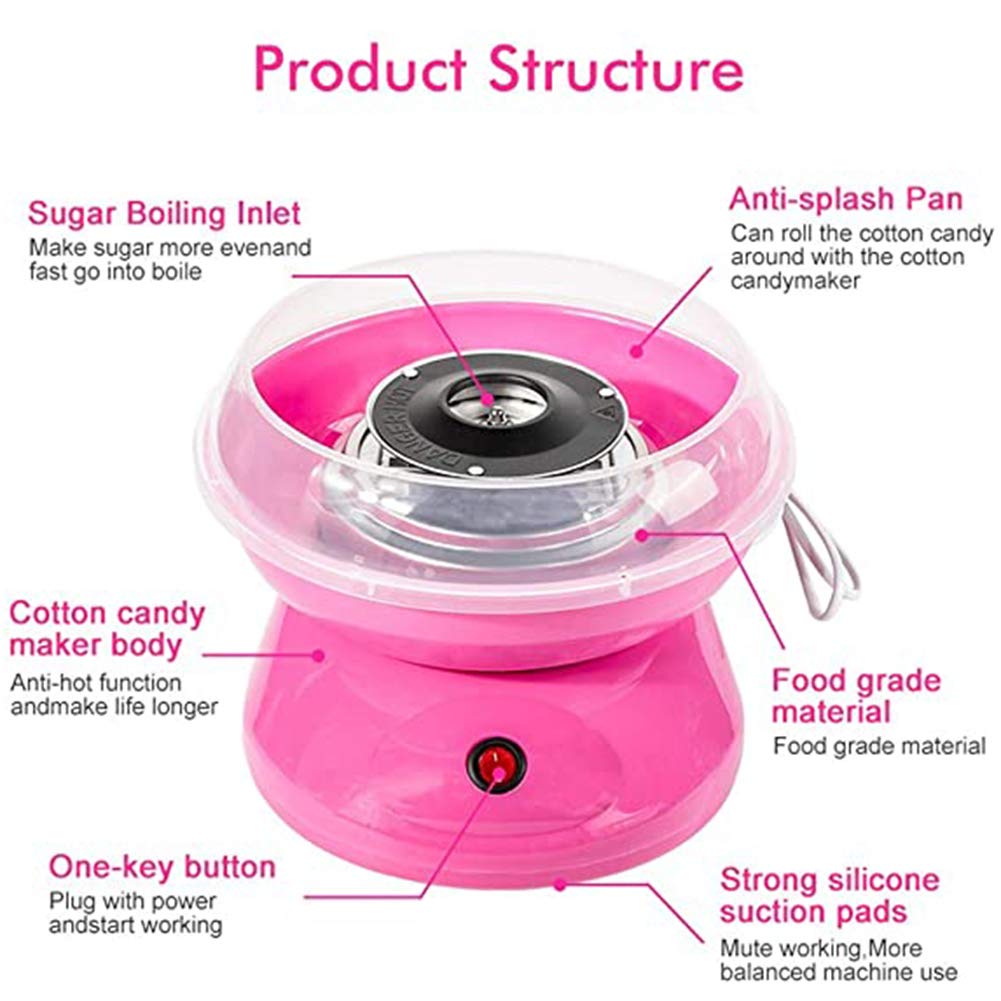 Mini Electric Cotton Candy Maker Machine for Home DIY, Birthday Party, Kids Treats - Pink | Perfect for Birthday Parties, Family Gatherings & Carnival Events