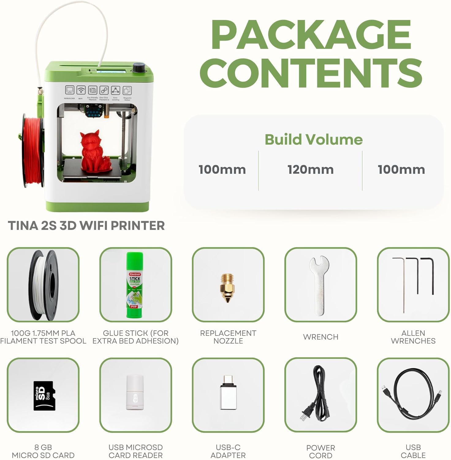 Fully Assembled Mini 3D Printer Kit for Kids & Beginners - Auto Leveling 3D Printing Machine with 10M PLA Filament & SD Card - WiFi Compatible with MAC/Windows/Linux - Perfect for STEM Education, Home DIY Projects & Creative Prototyping