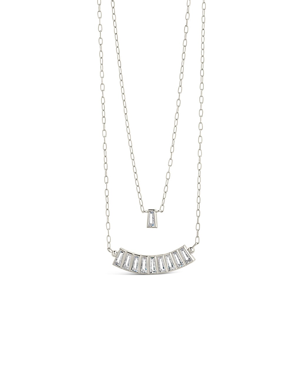 Lillian CZ Row & Charm Layered Necklace - Elegant Cubic Zirconia Layered Necklace for Women - Perfect for Date Night, Wedding & Special Occasions