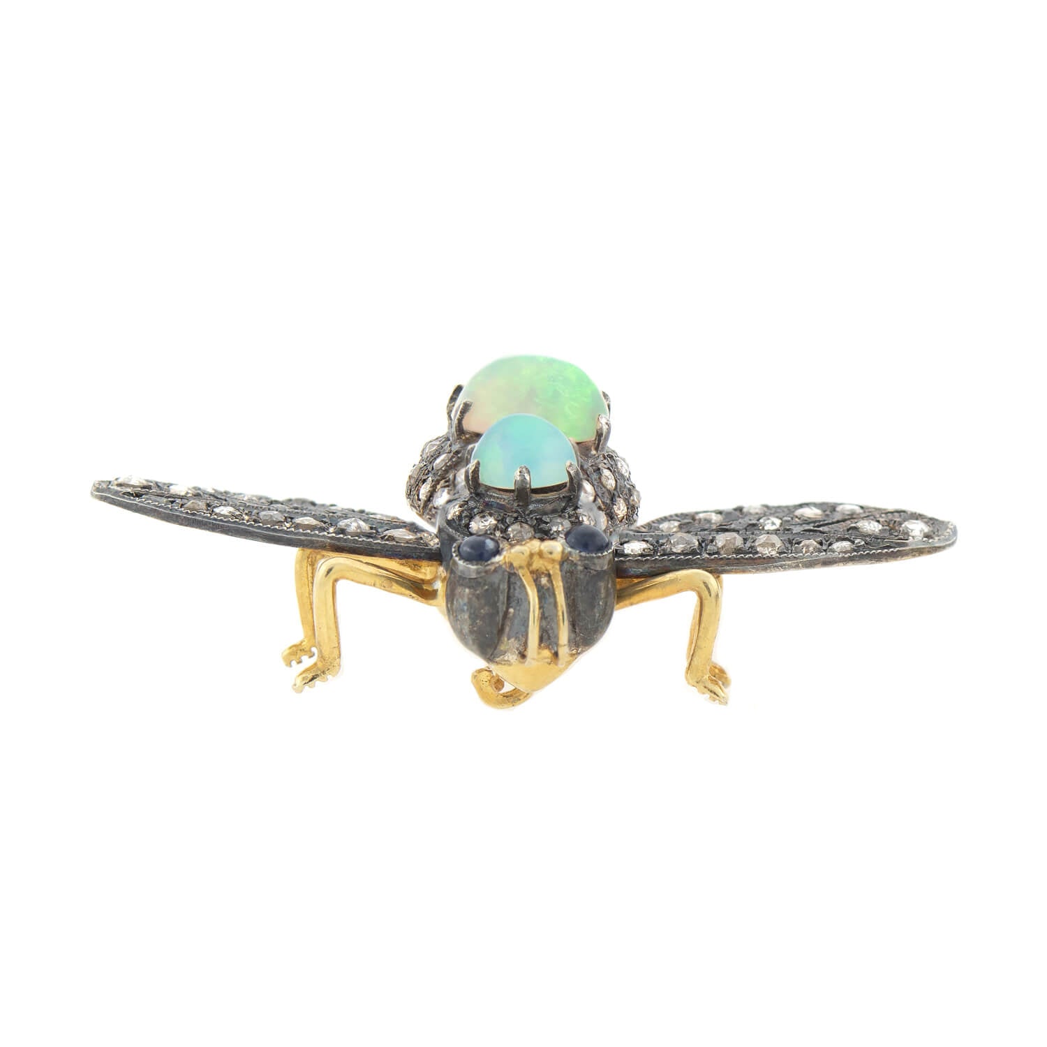 Vintage Silver Gilt Opal and Diamond Butterfly Brooch Pin - Elegant Jewelry for Women, Perfect for Weddings, Parties & Special Occasions