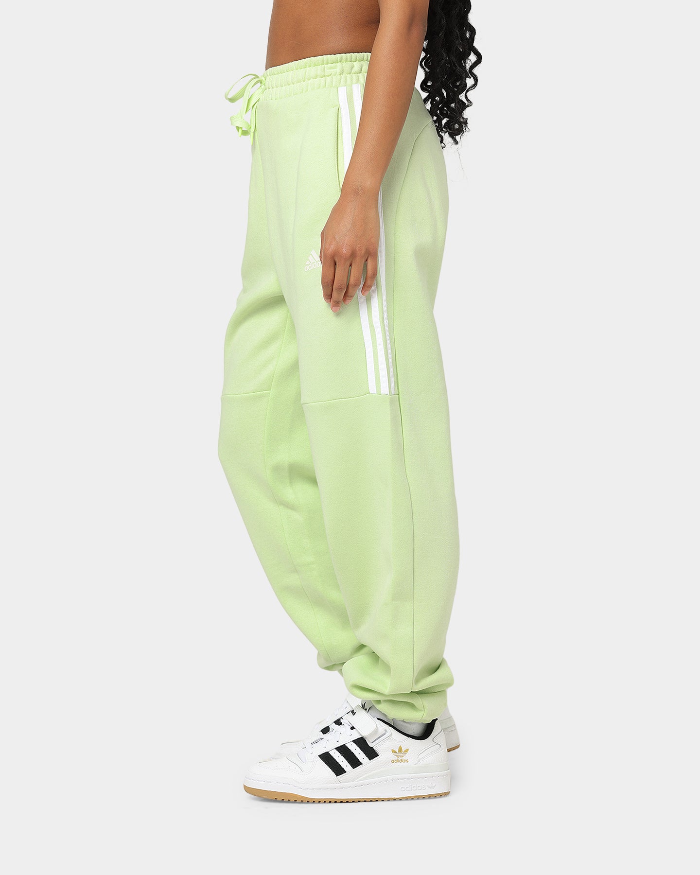 Adidas Women's Hyperglam High Rise Sweatpants - Almost Lime Green Athletic Joggers for Running, Yoga & Lounge Wear