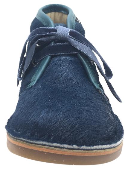 Luccini Blue Pony Hair Chukka Boots for Girls & Boys - Stylish Lace-Up Ankle Boots with Decorative Trim | Perfect for School, Playdates & Outdoor Adventures