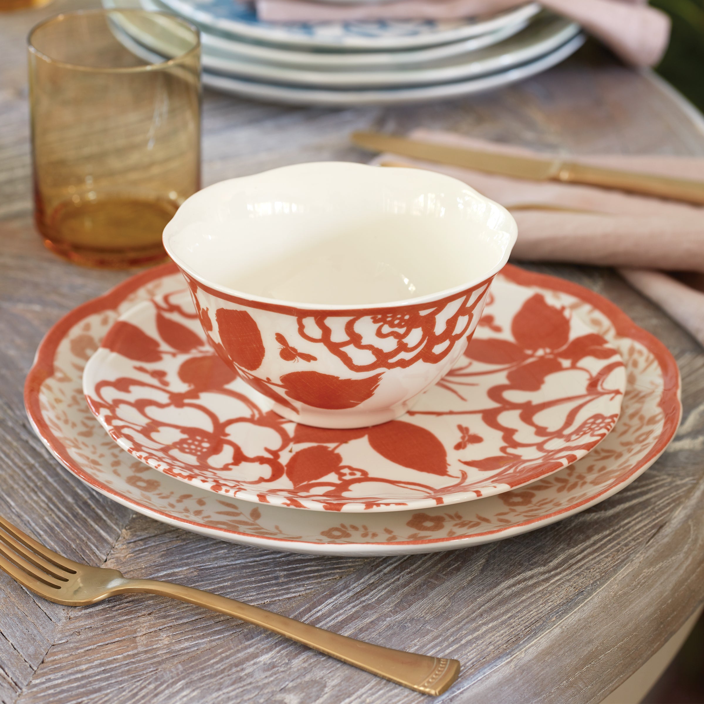 Butterfly Meadow Cottage Saffron Rice Bowls Set of 4 - Elegant Handmade Ceramic Dinnerware for Home Dining, Perfect for Rice, Salad, Soup & Dessert Serving