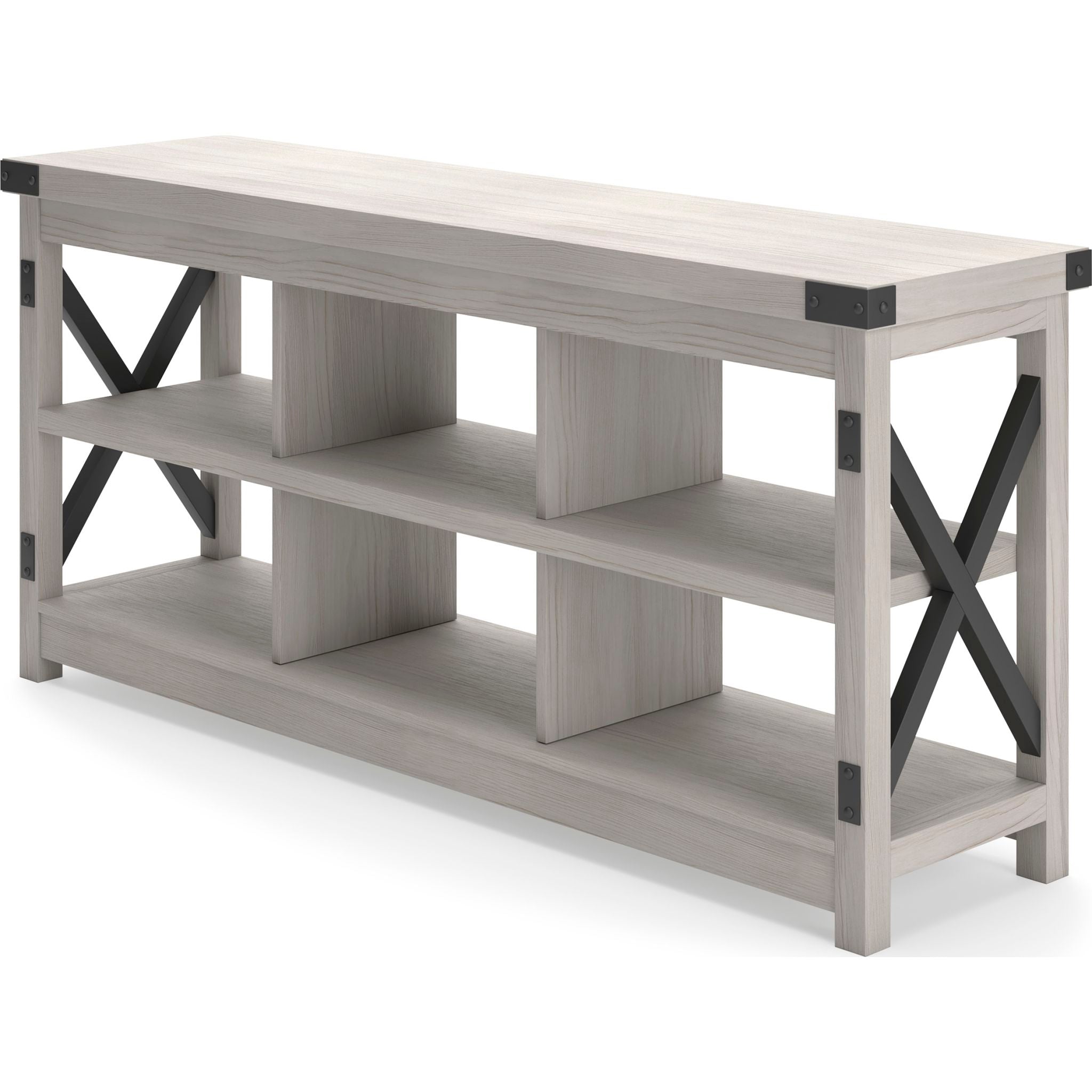 Bayflynn Modern TV Stand for Living Room - White & Black Entertainment Center with Storage Shelves | Perfect for Flat Screen TVs, Gaming Consoles & Media Storage