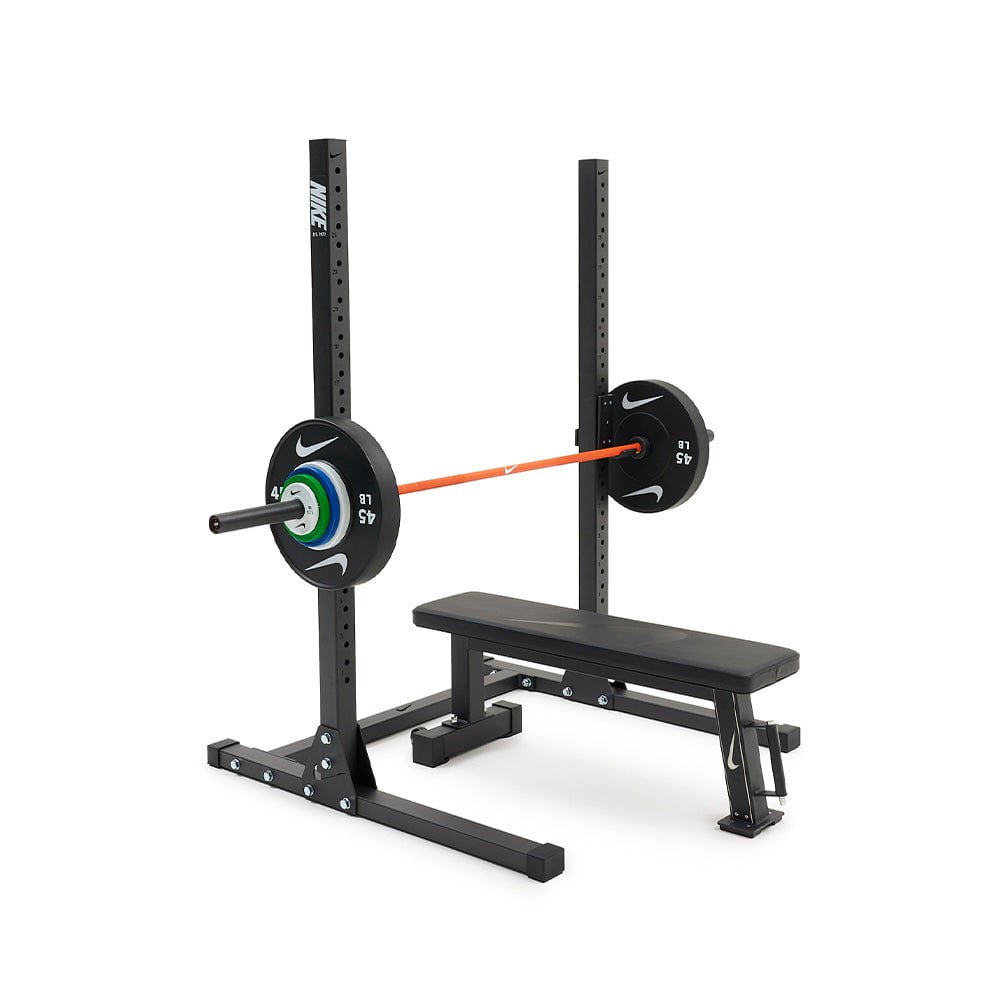 Nike Strength Squat Stand with Weight Plates & Barbell – Heavy Duty Home Gym Equipment for Strength Training & CrossFit Workouts