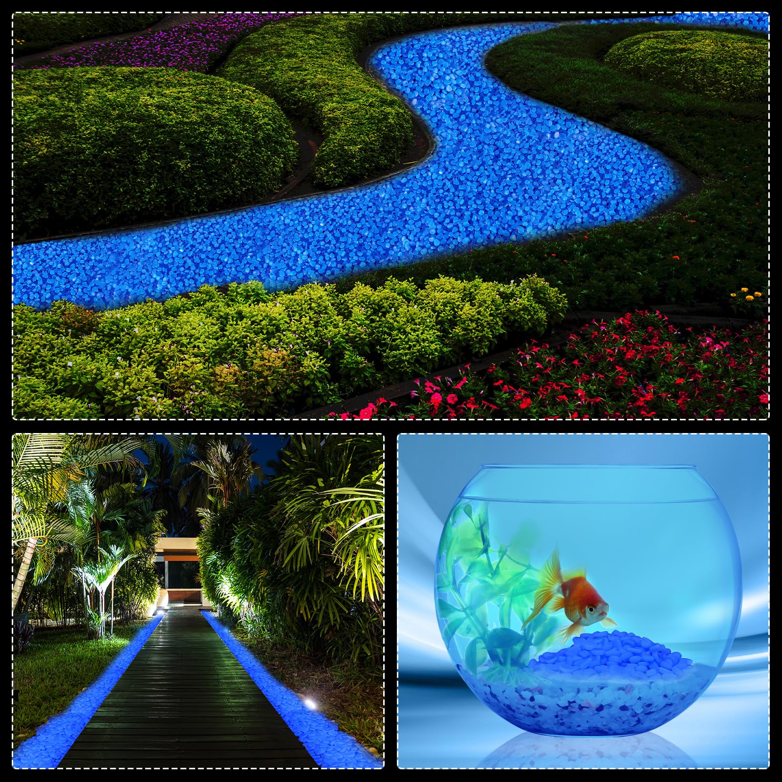 Sasylvia 3000 Pcs Glow in The Dark Rocks - 1 Inch Luminous Stones, 12.6 LB Blue Glowing Pebbles for Garden, Pathway, Walkway, Backyard, Fish Tank & Plant Decor - Perfect for Nighttime Landscaping & Outdoor Ambiance