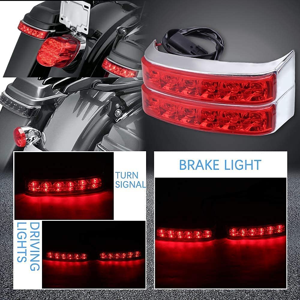 DREAMIZER Motorcycle Saddlebag Luggage Tail Light LED Lamp - Chrome Housing with Red Lens | Compatible with Harley Davidson Touring Road King Ultra CVO Limited & Electra Glide Ultra Classic | Enhanced Visibility & Safety for Night Riding & Long Distance Touring
